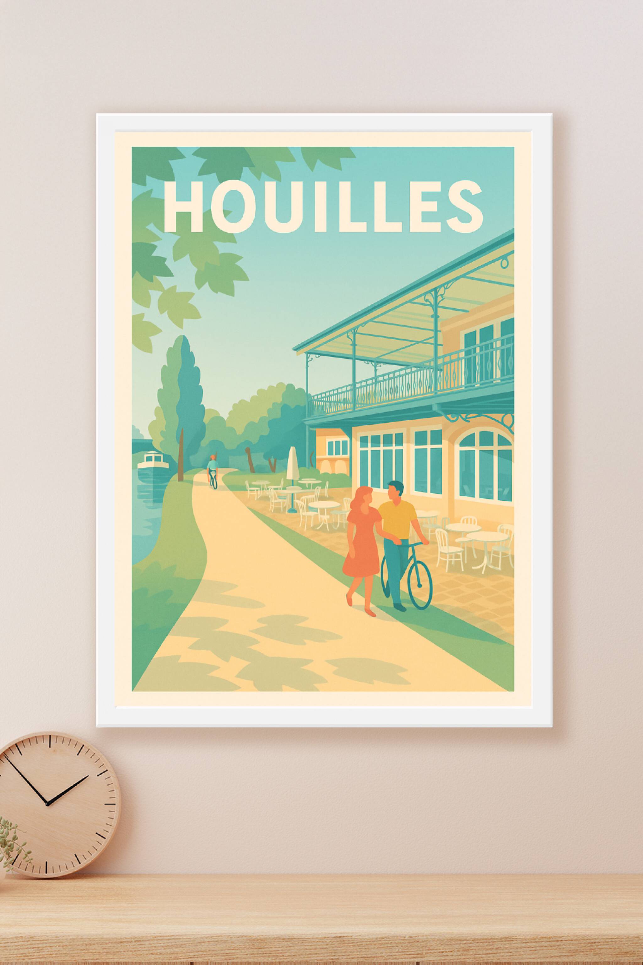 Affiche Houilles — Douceur de vivre au bord de l'eau · poster d'art de Houilles