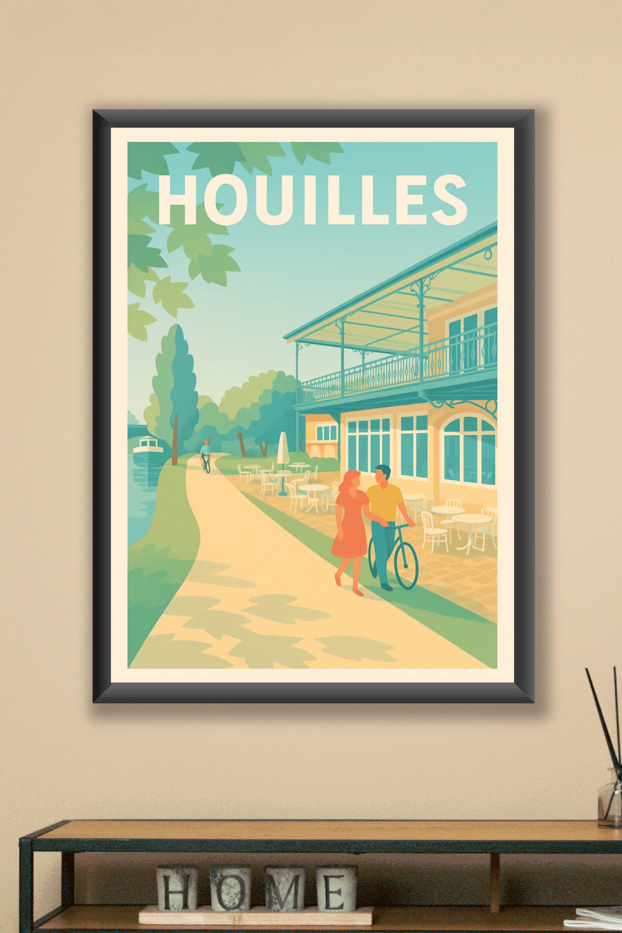 Affiche Houilles — Douceur de vivre au bord de l'eau · poster d'art de Houilles