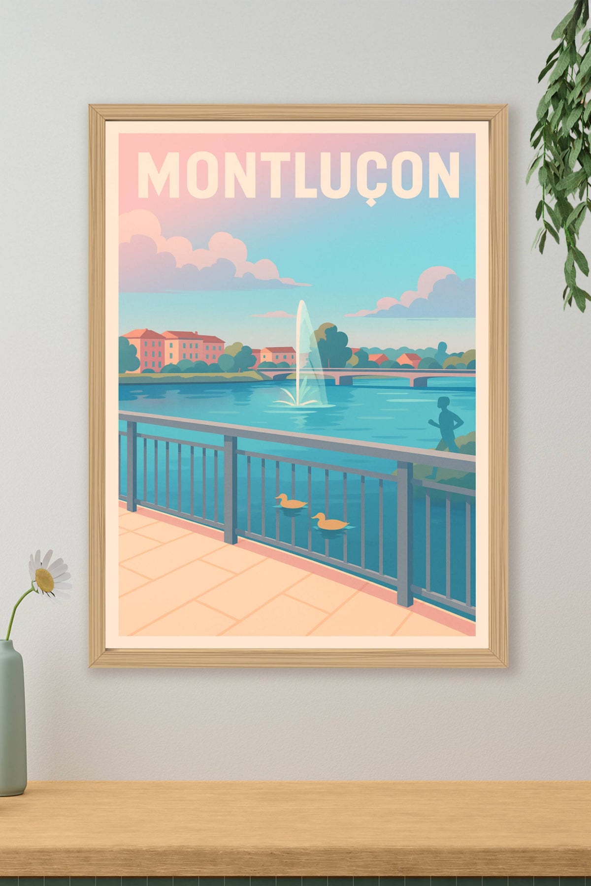 Affiche Montluçon — Sérénité au bord de l'eau · poster d'art de Montluçon