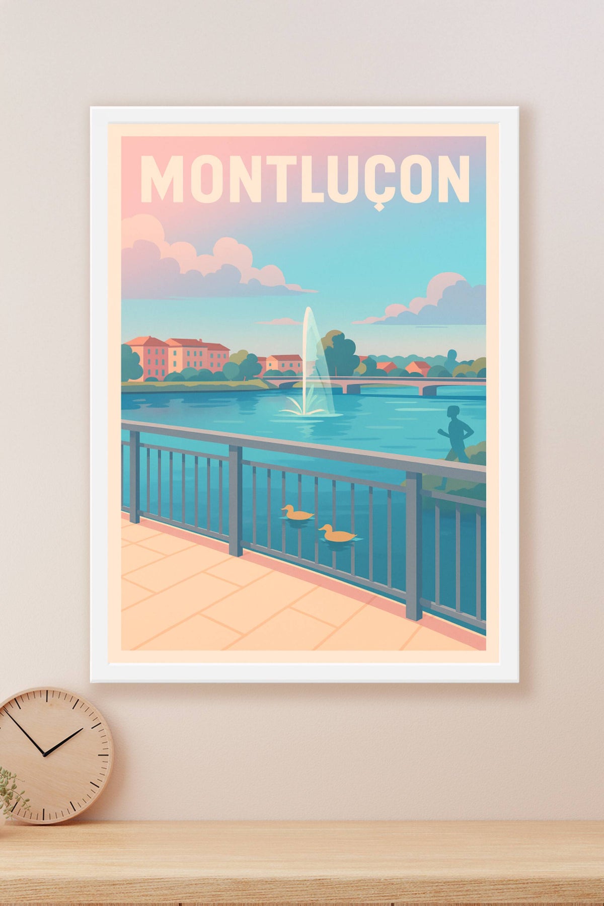 Affiche Montluçon — Sérénité au bord de l'eau · poster d'art de Montluçon