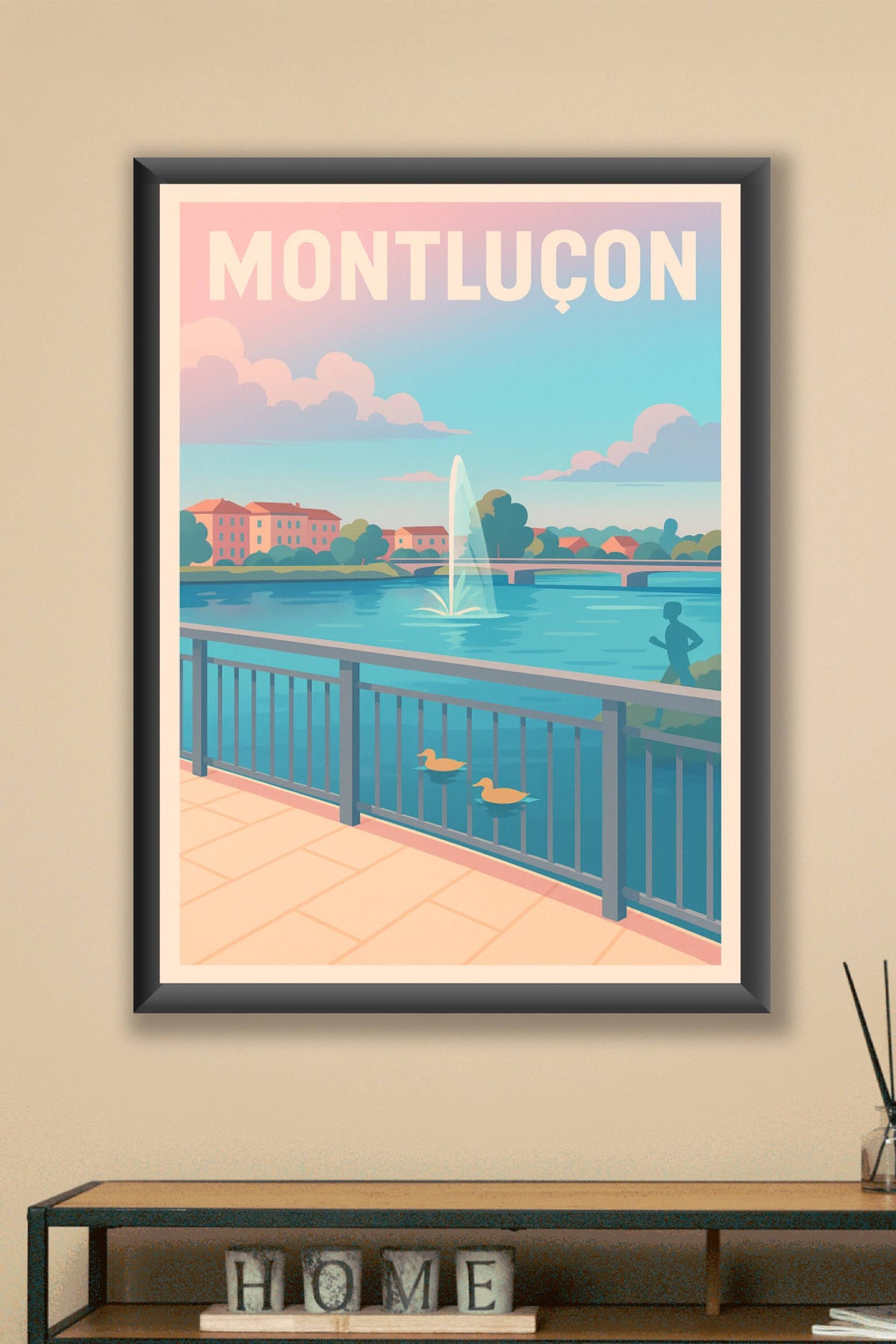 Affiche Montluçon — Sérénité au bord de l'eau · poster d'art de Montluçon