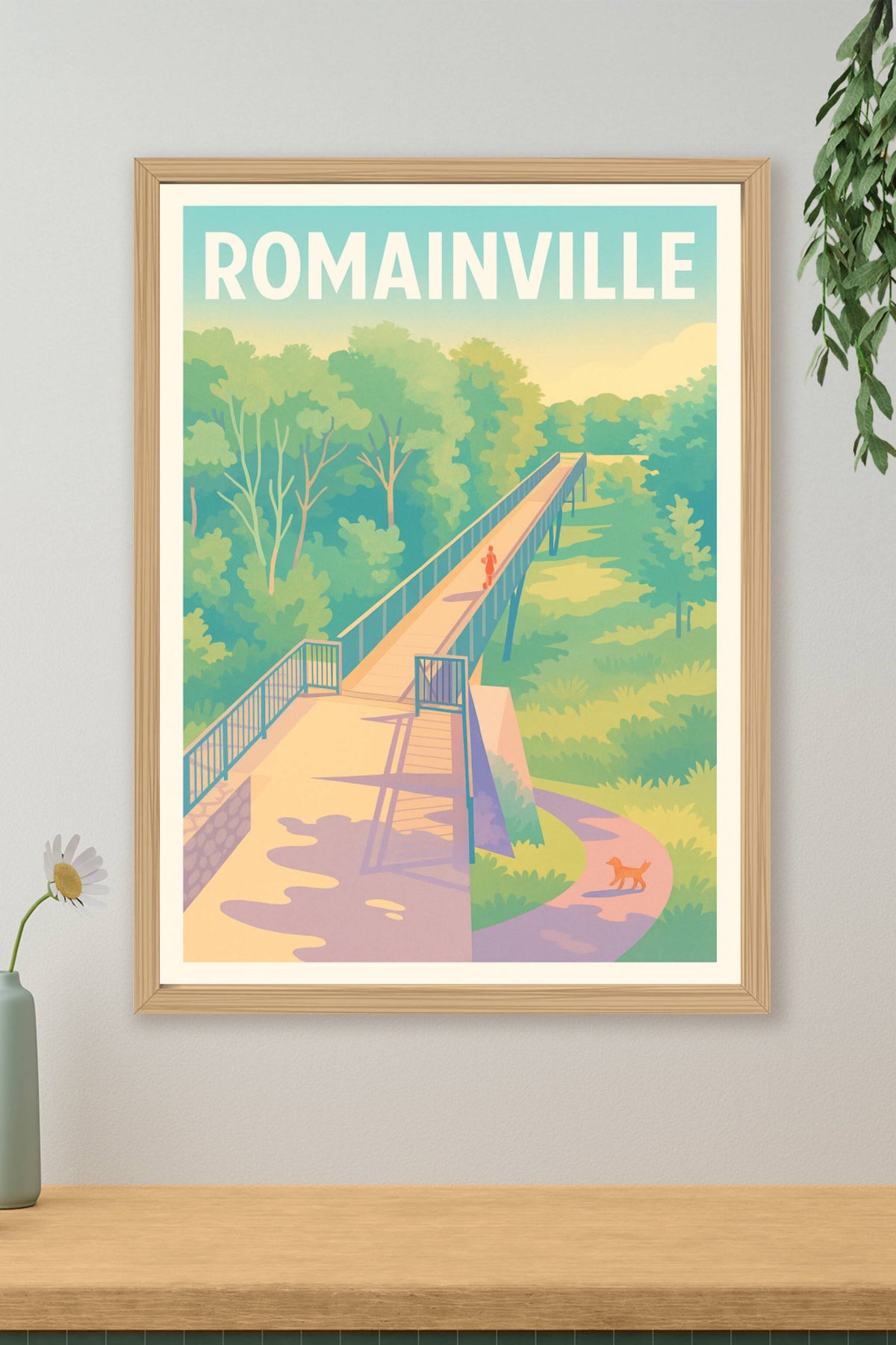 Affiche Romainville — Escapade verte et moderne · poster d'art de Romainville