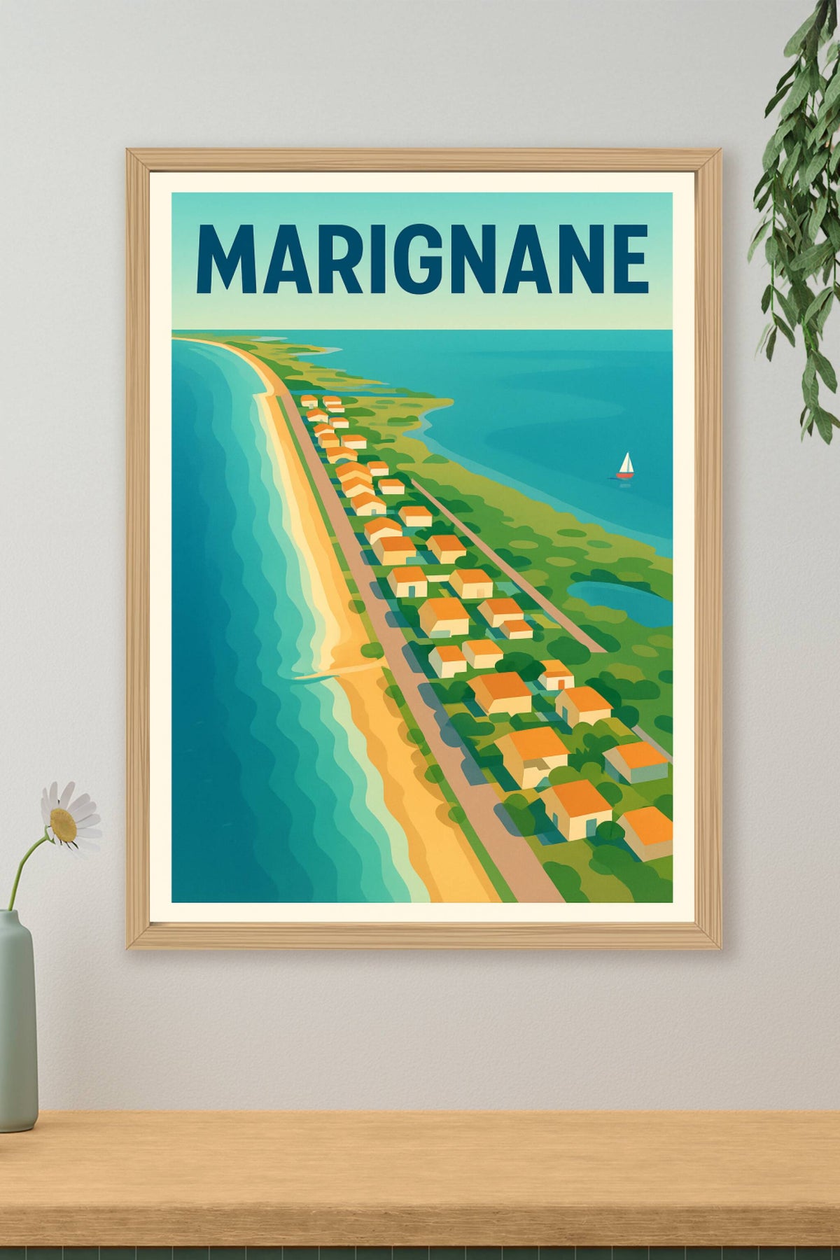 Affiche Marignane — Évasion balnéaire au bord de la Méditerranée · poster d'art de Marignane
