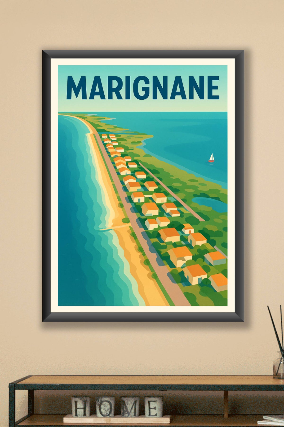 Affiche Marignane — Évasion balnéaire au bord de la Méditerranée · poster d'art de Marignane