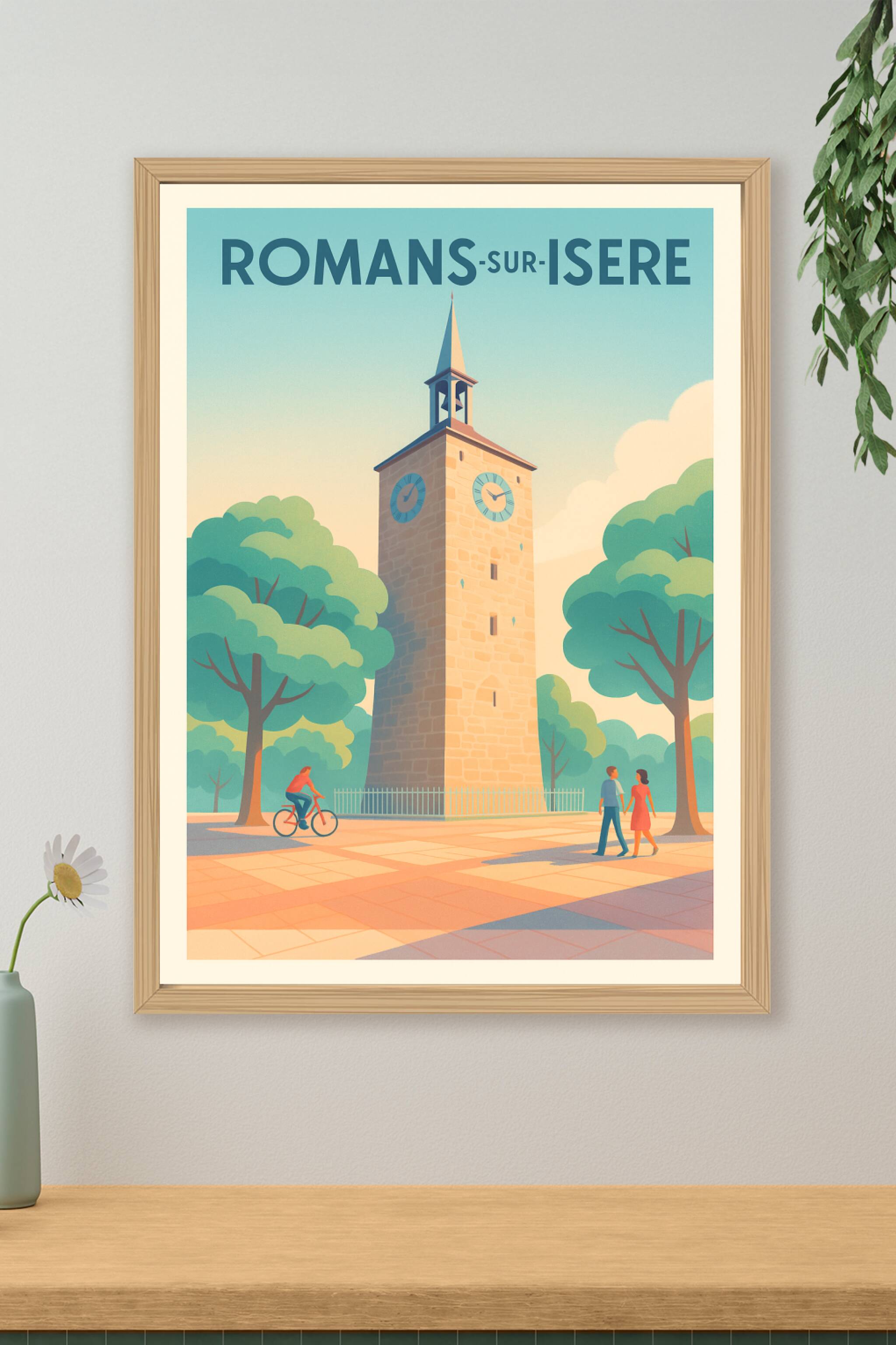 Affiche de Romans-sur-Isère - L'élégance du clocher historique