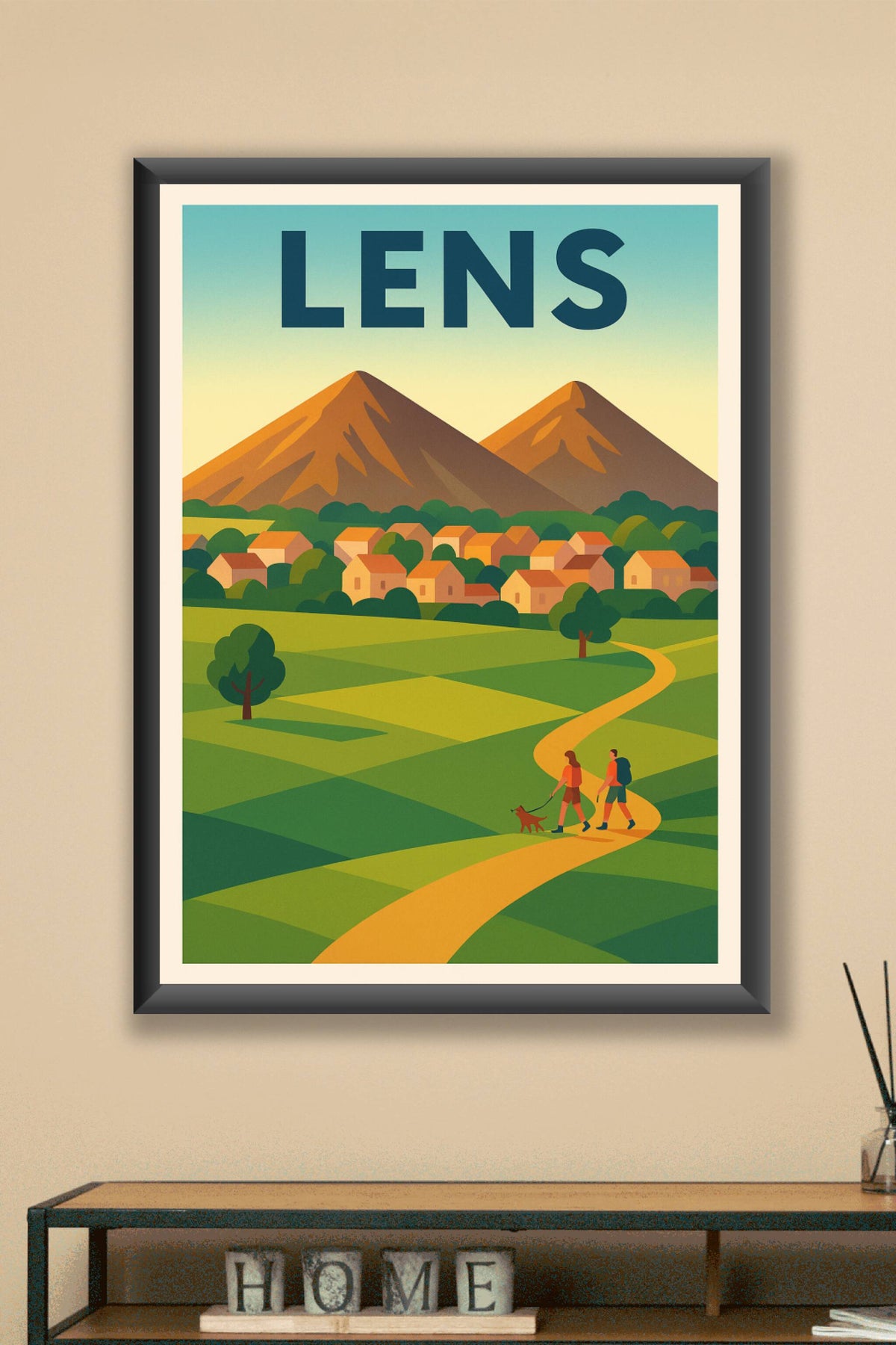 Affiche Lens — Promenade bucolique au cœur des paysages volcaniques · poster d'art de Lens
