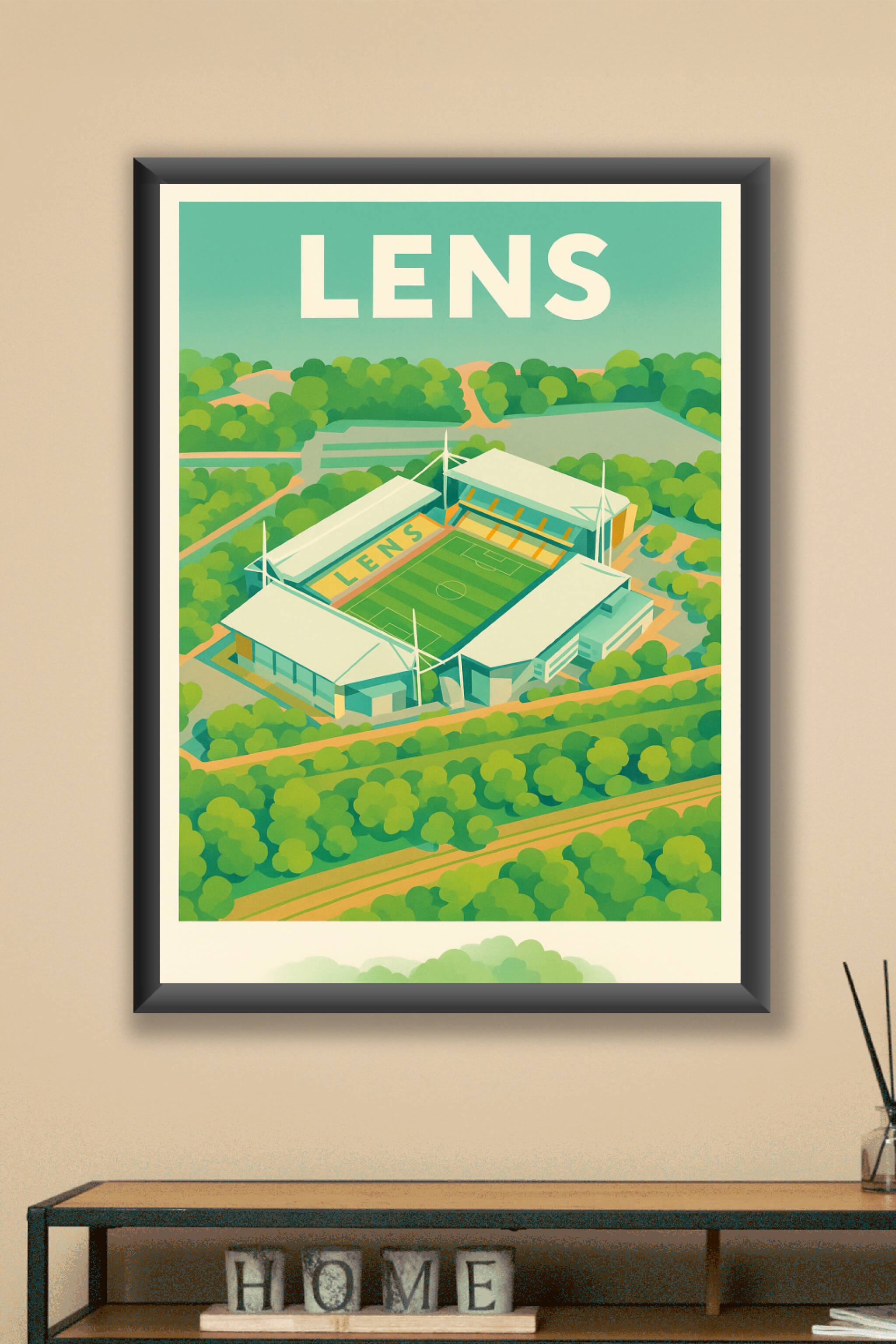 Affiche Lens — L'emblématique stade en pleine nature · poster d'art de Lens