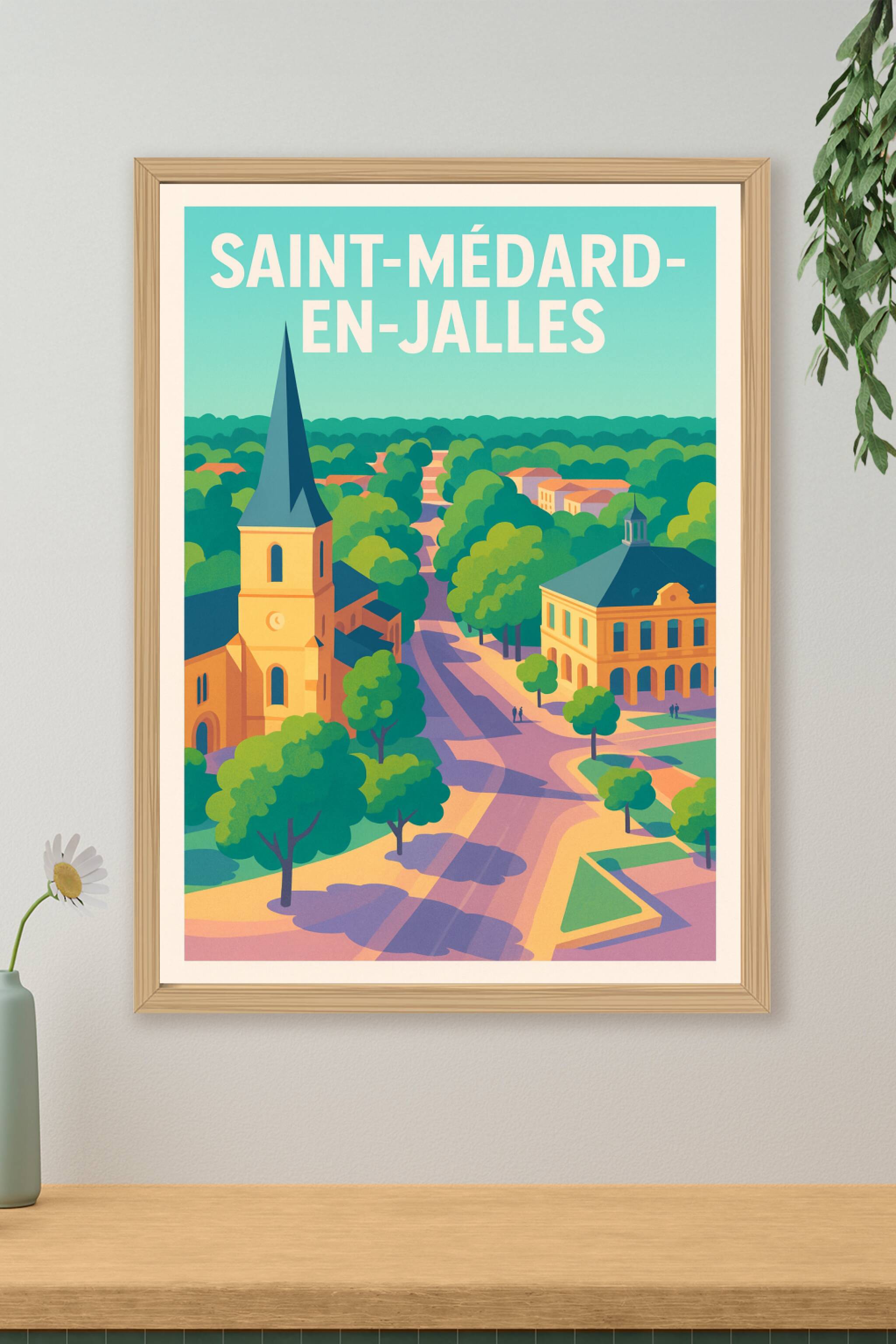 Affiche Saint-Médard-en-Jalles — Un havre de verdure et d'histoire · poster d'art de Saint-Médard-en-Jalles