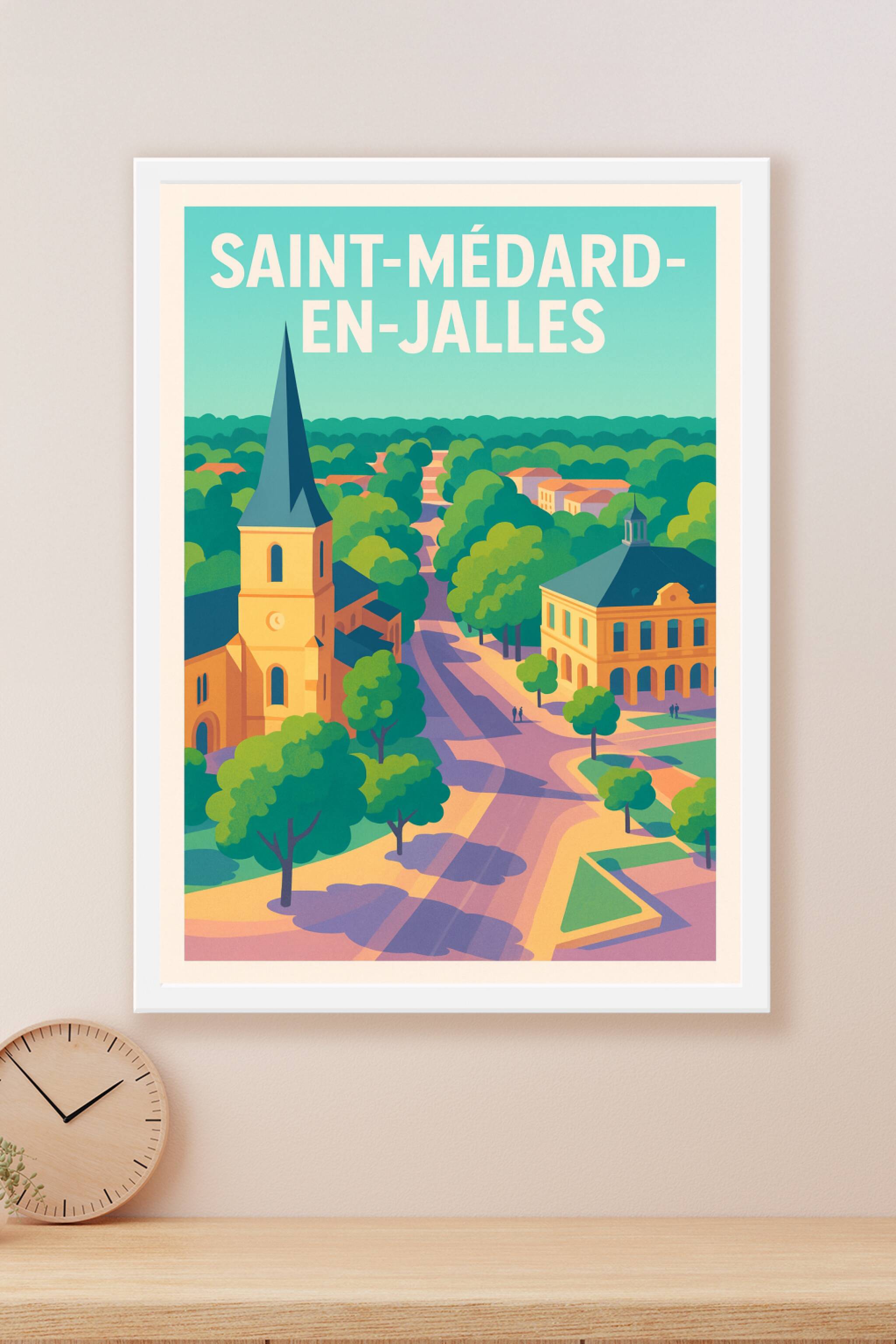 Affiche Saint-Médard-en-Jalles — Un havre de verdure et d'histoire · poster d'art de Saint-Médard-en-Jalles
