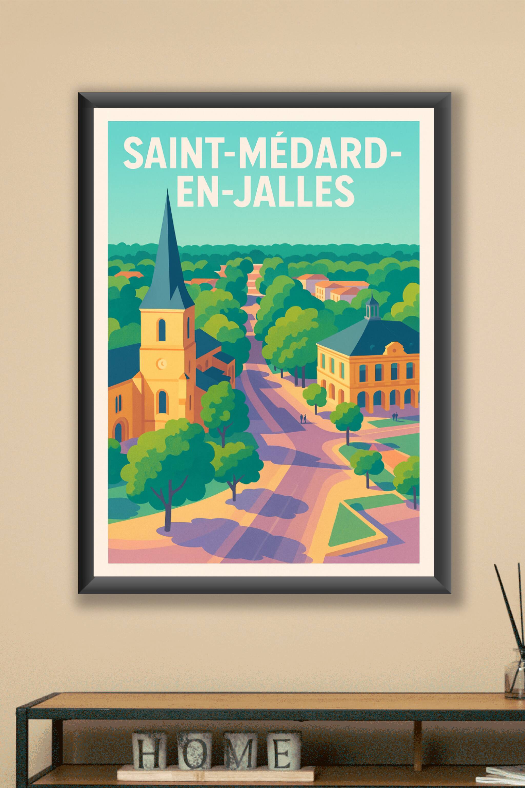 Affiche Saint-Médard-en-Jalles — Un havre de verdure et d'histoire · poster d'art de Saint-Médard-en-Jalles