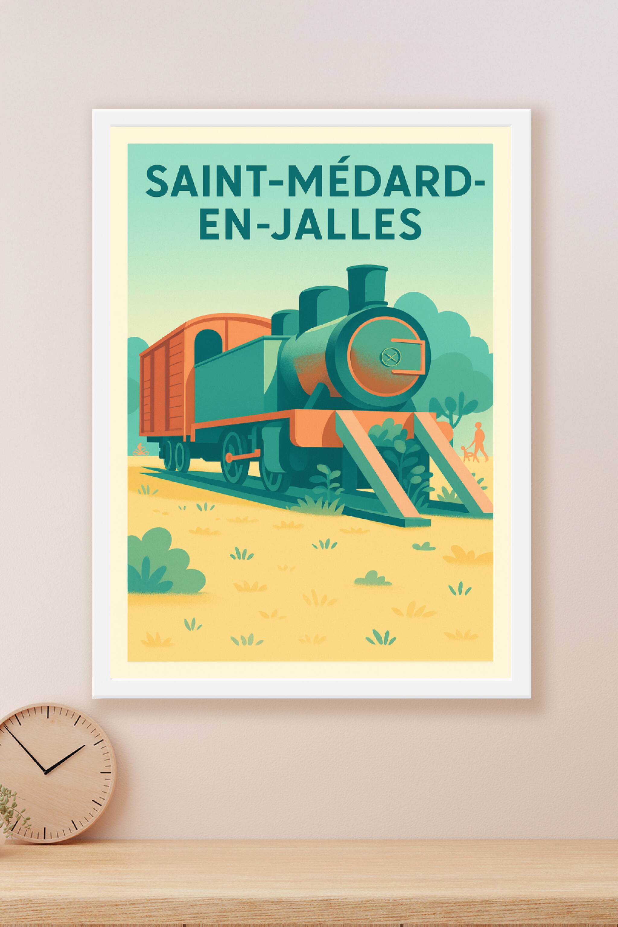 Affiche Saint-Médard-en-Jalles — L'élégance du patrimoine ferroviaire · poster d'art de Saint-Médard-en-Jalles