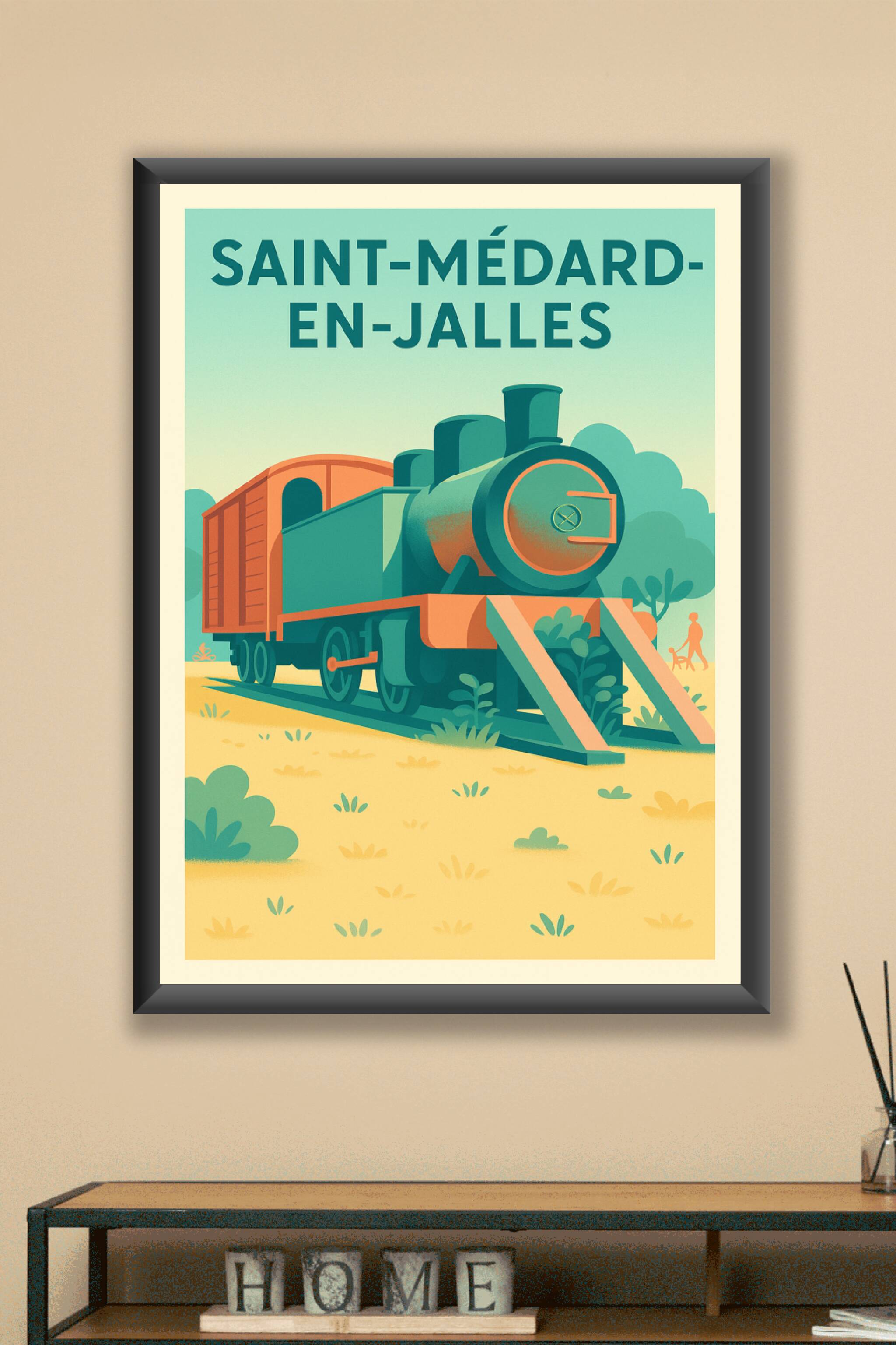 Affiche Saint-Médard-en-Jalles — L'élégance du patrimoine ferroviaire · poster d'art de Saint-Médard-en-Jalles
