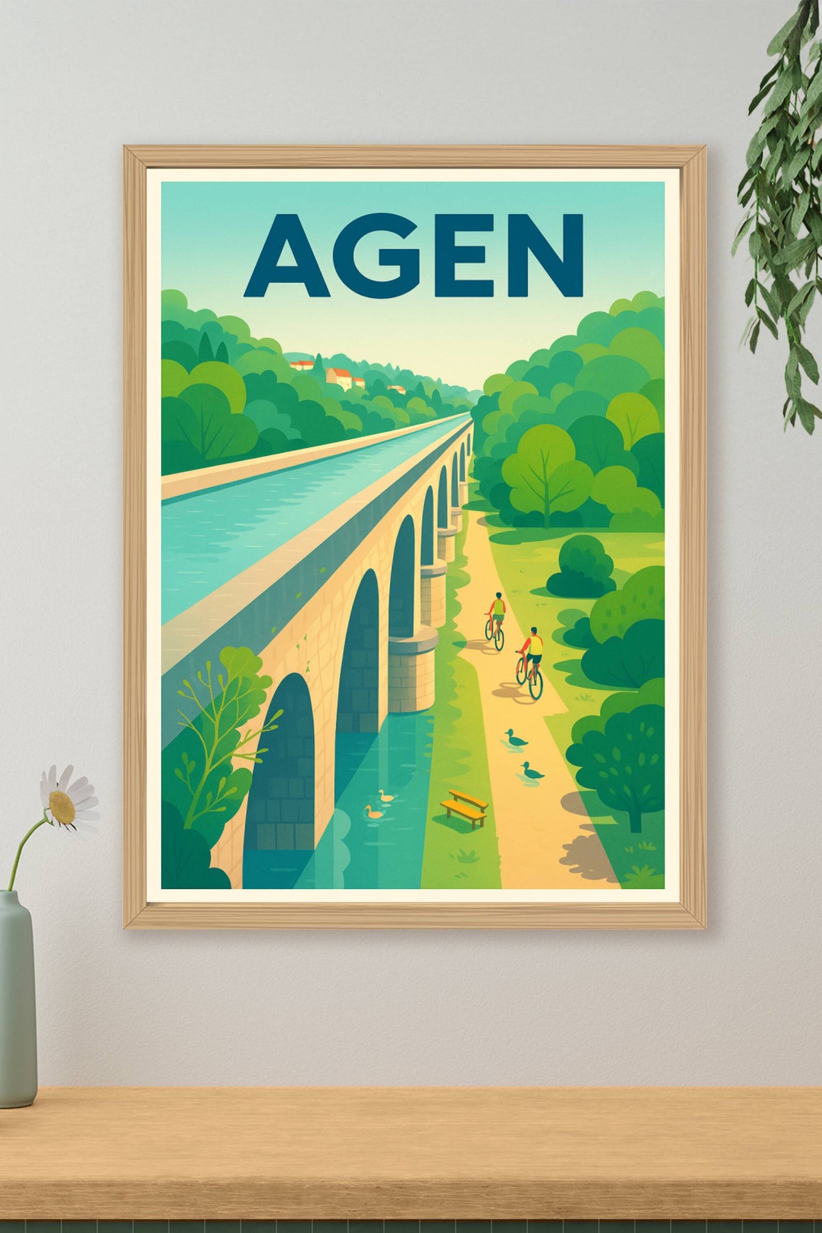 Affiche Agen — Promenade au fil de l'eau · poster d'art de Agen