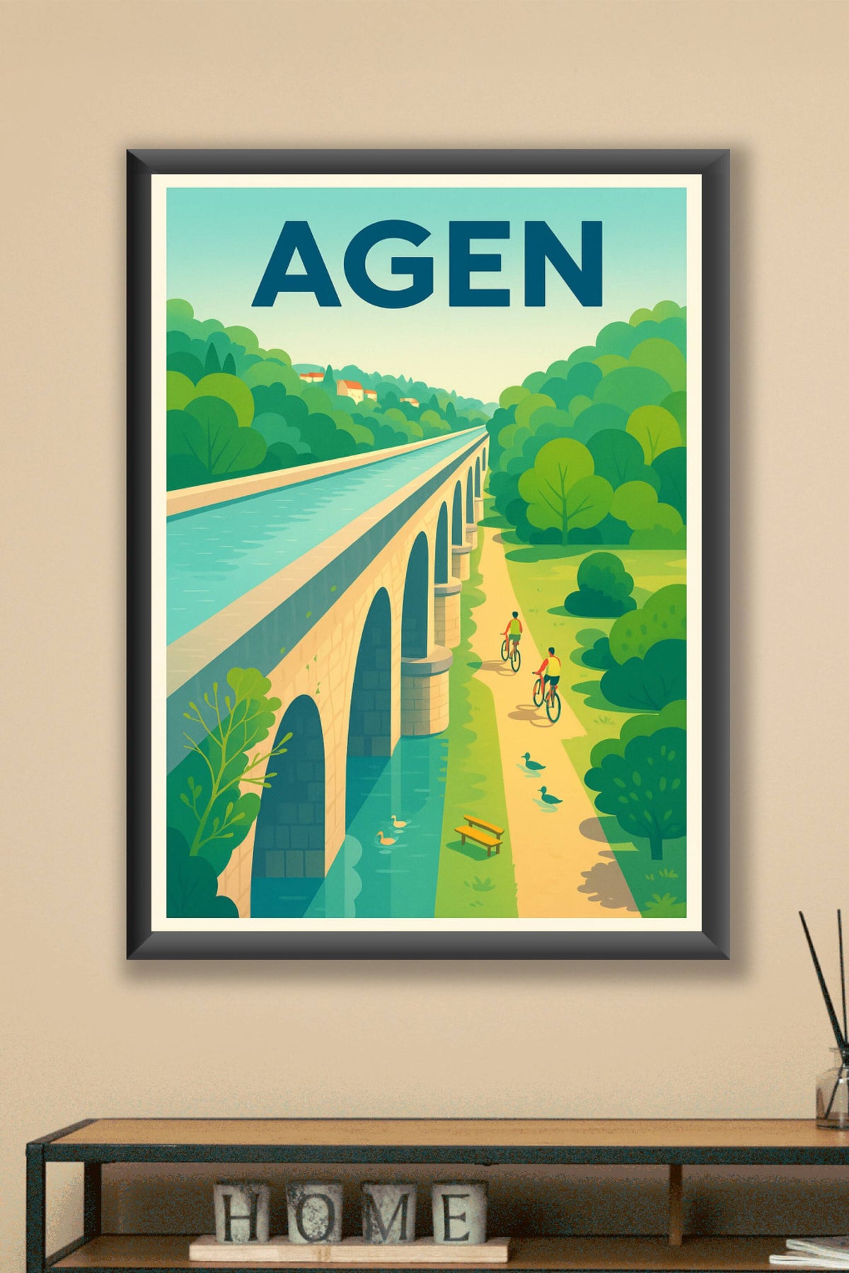 Affiche Agen — Promenade au fil de l'eau · poster d'art de Agen