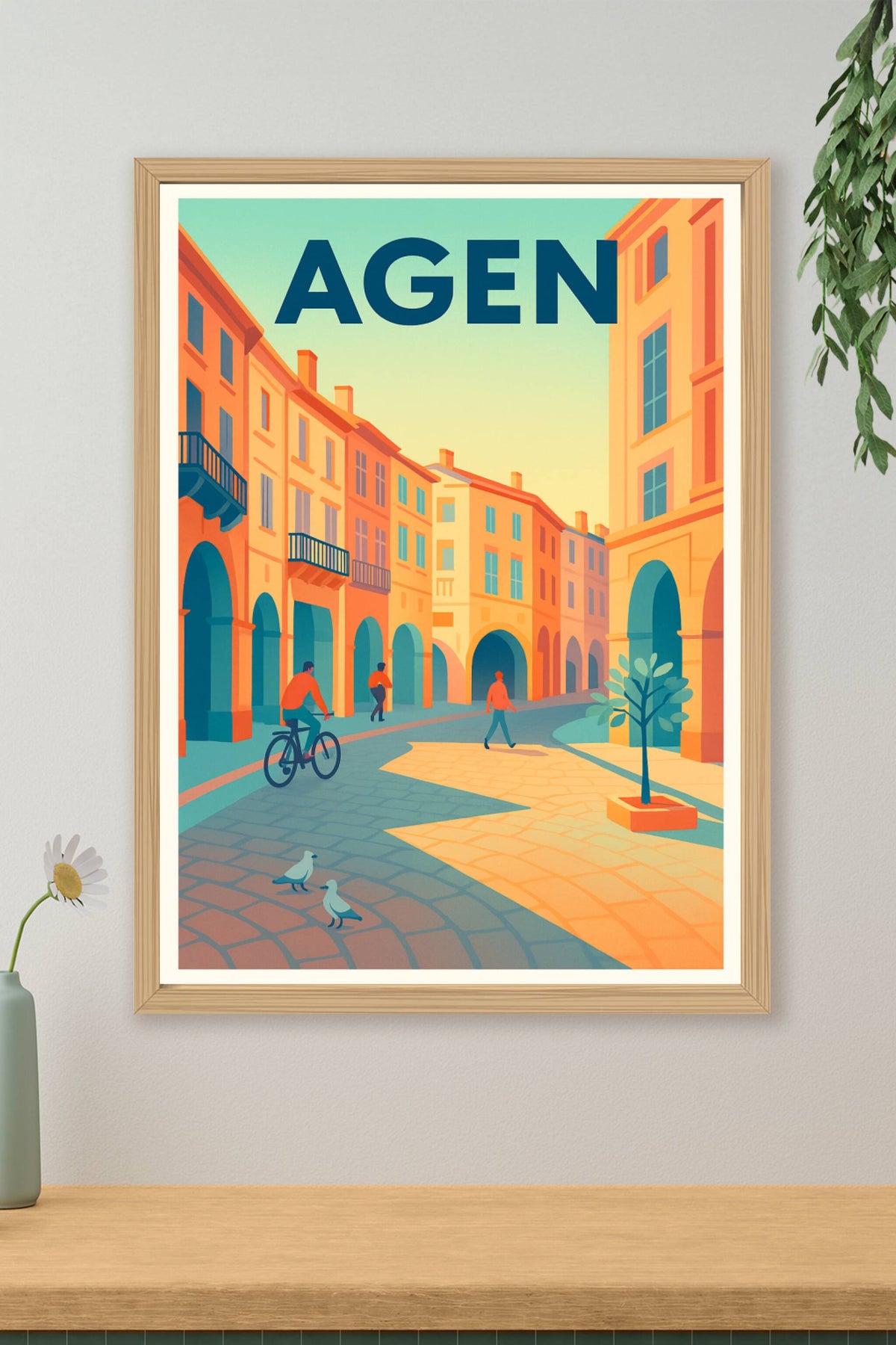 Affiche Agen — Charme ensoleillé de la vieille ville · poster d'art de Agen
