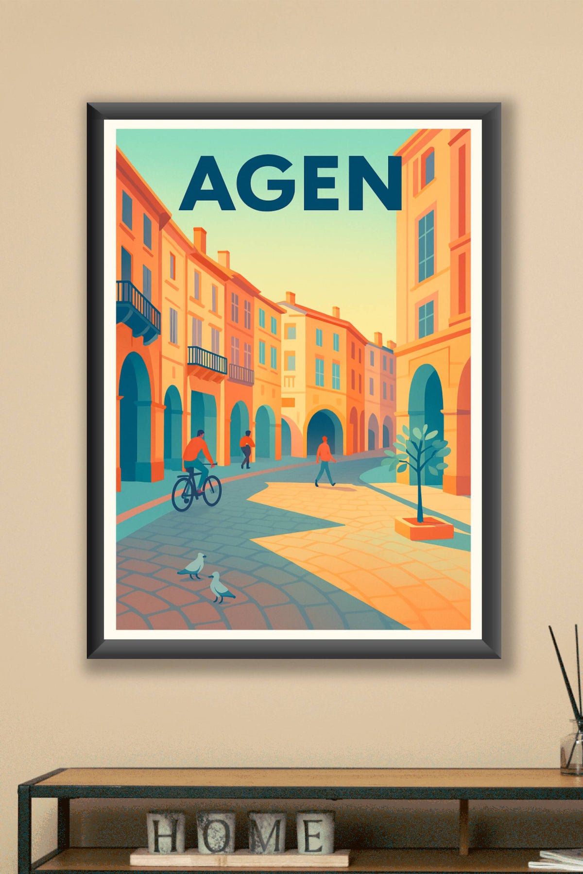 Affiche Agen — Charme ensoleillé de la vieille ville · poster d'art de Agen