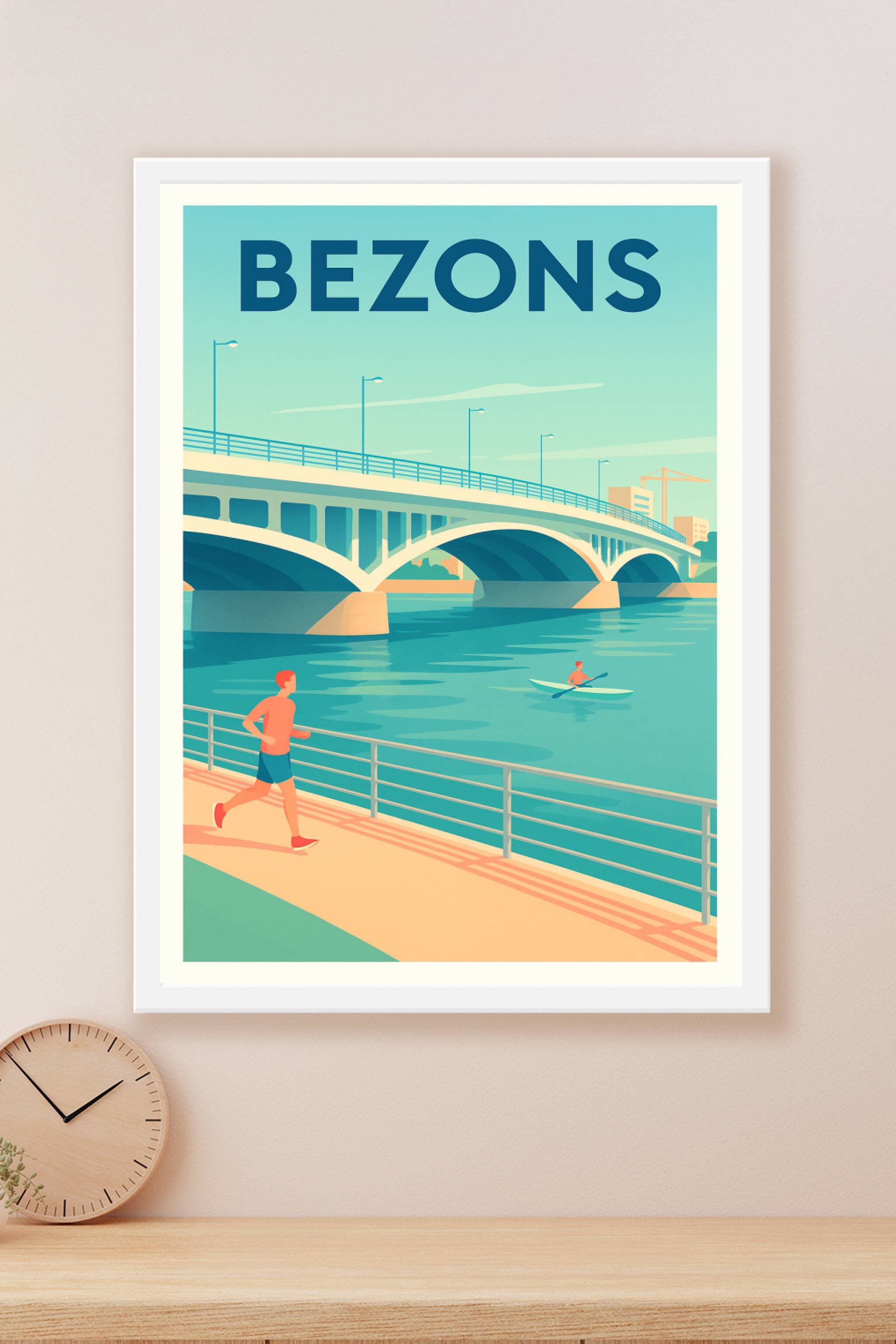 Affiche Bezons — L'élégance au fil de l'eau · poster d'art de Bezons