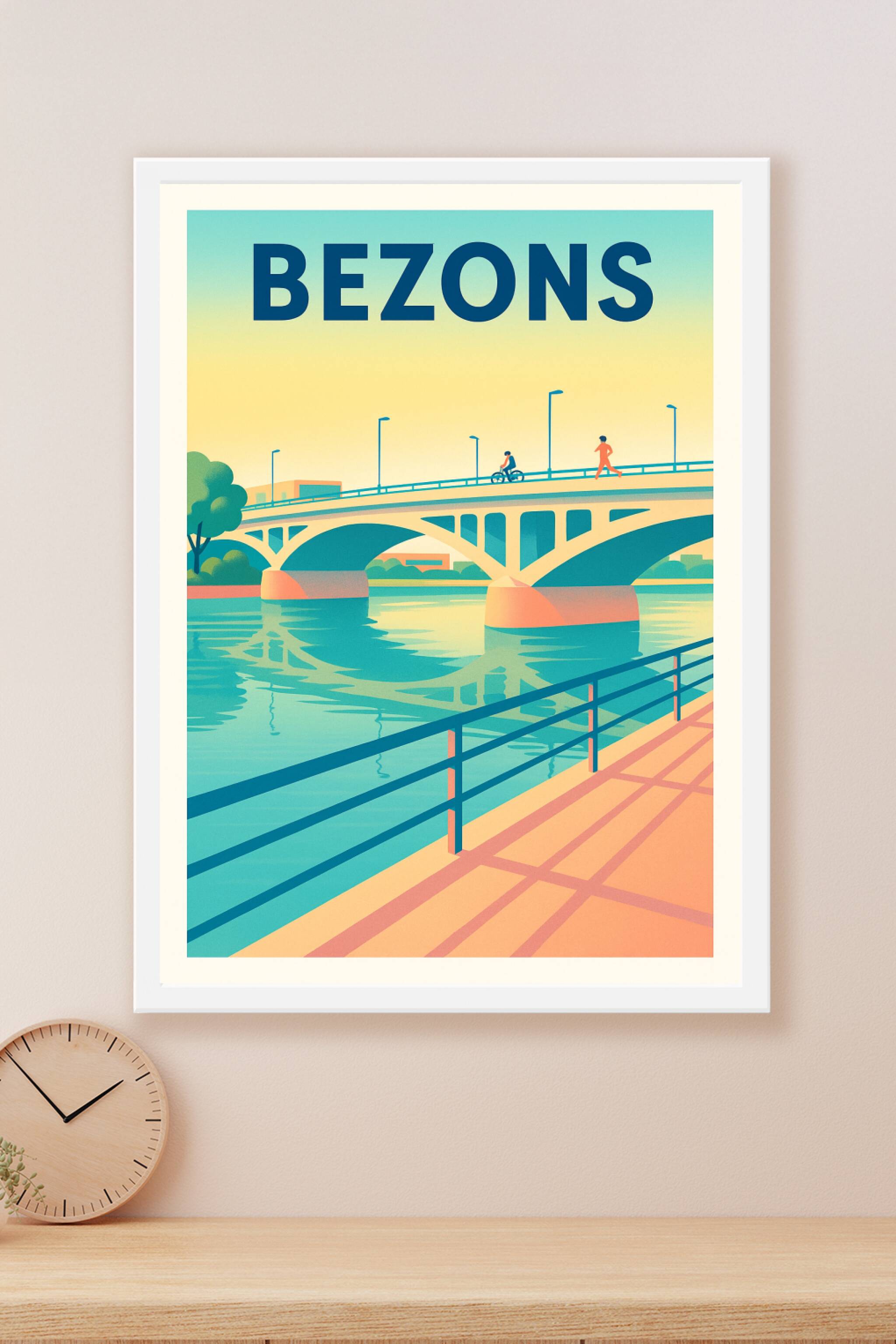 Affiche Bezons — Charme paisible au bord de l'eau · poster d'art de Bezons