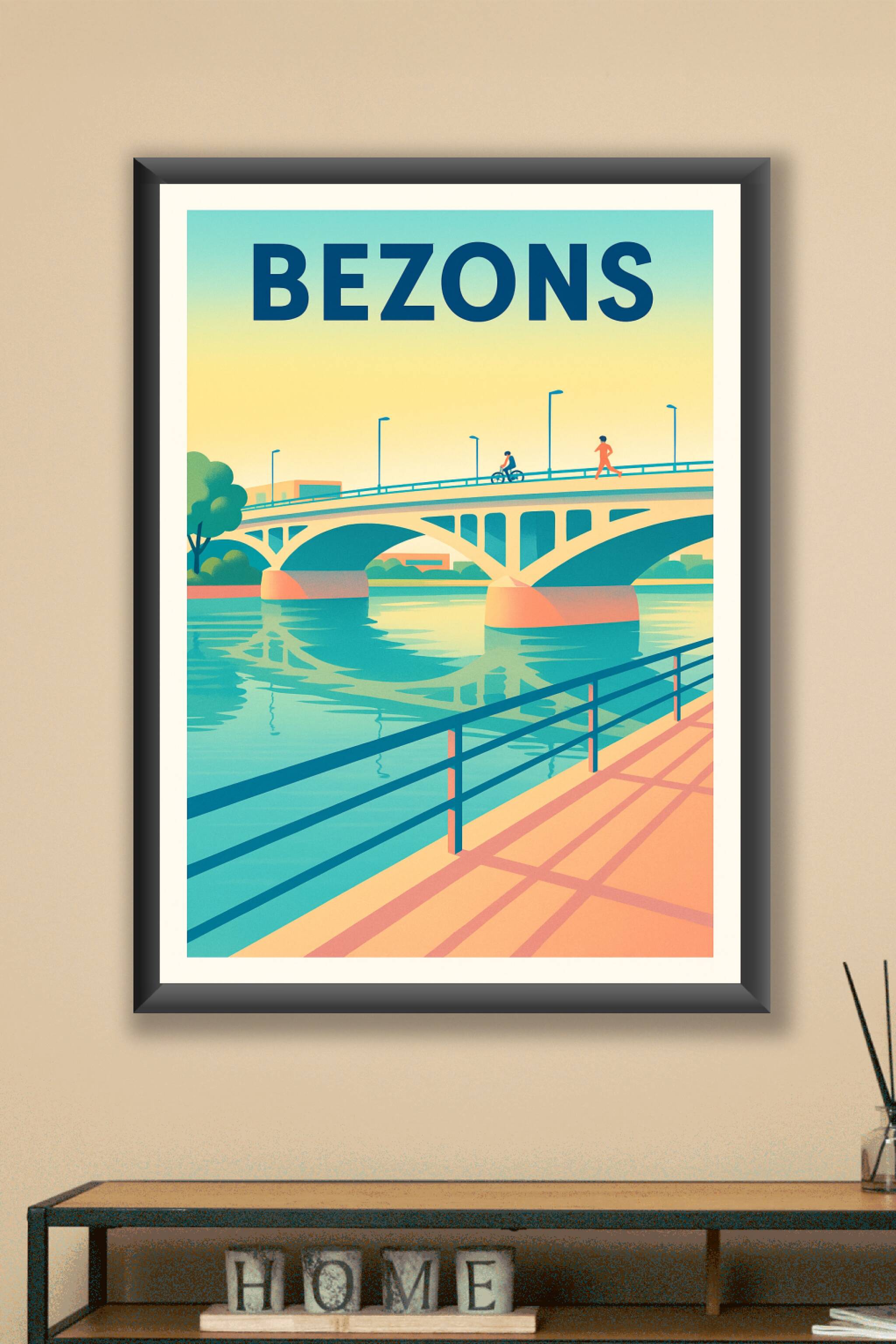 Affiche Bezons — Charme paisible au bord de l'eau · poster d'art de Bezons