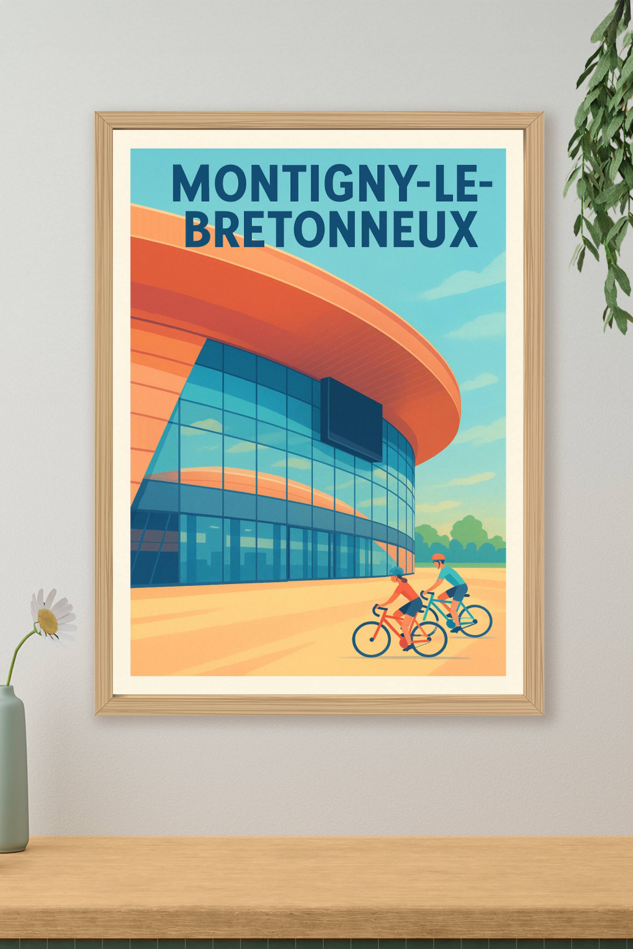 Affiche Montigny-le-Bretonneux — L'Architecture Moderne à Vélo · poster d'art de Montigny-le-Bretonneux