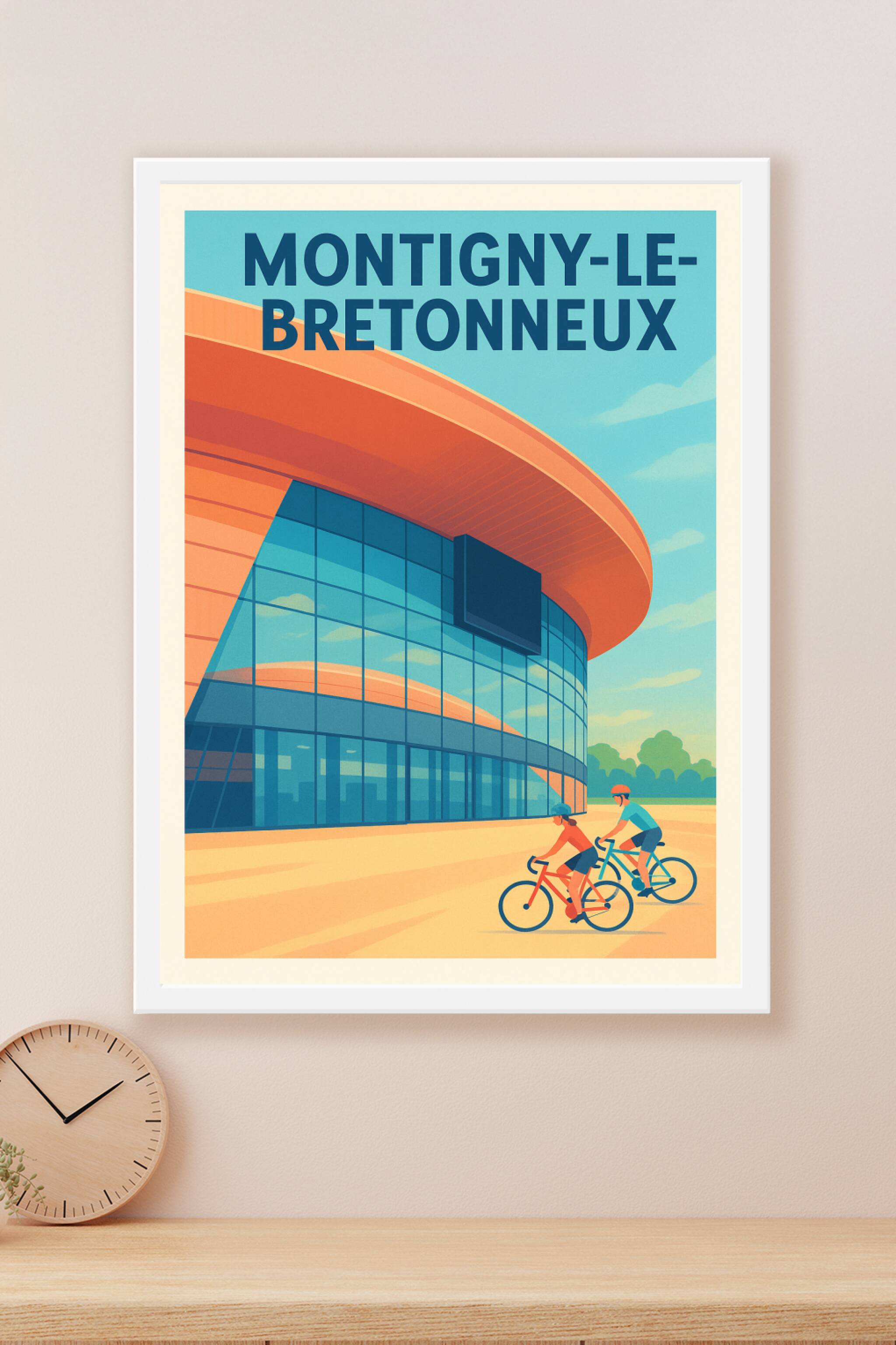 Affiche Montigny-le-Bretonneux — L'Architecture Moderne à Vélo · poster d'art de Montigny-le-Bretonneux
