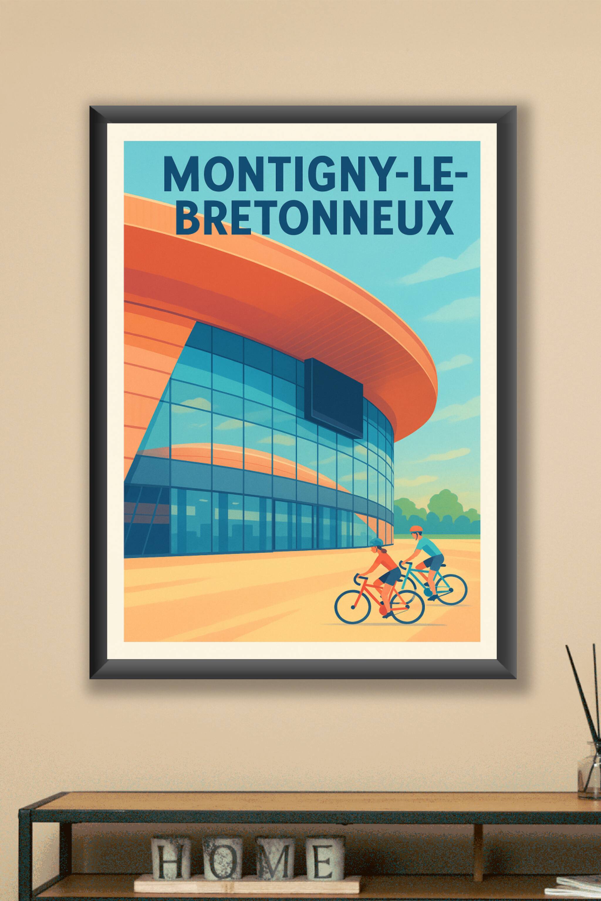 Affiche Montigny-le-Bretonneux — L'Architecture Moderne à Vélo · poster d'art de Montigny-le-Bretonneux