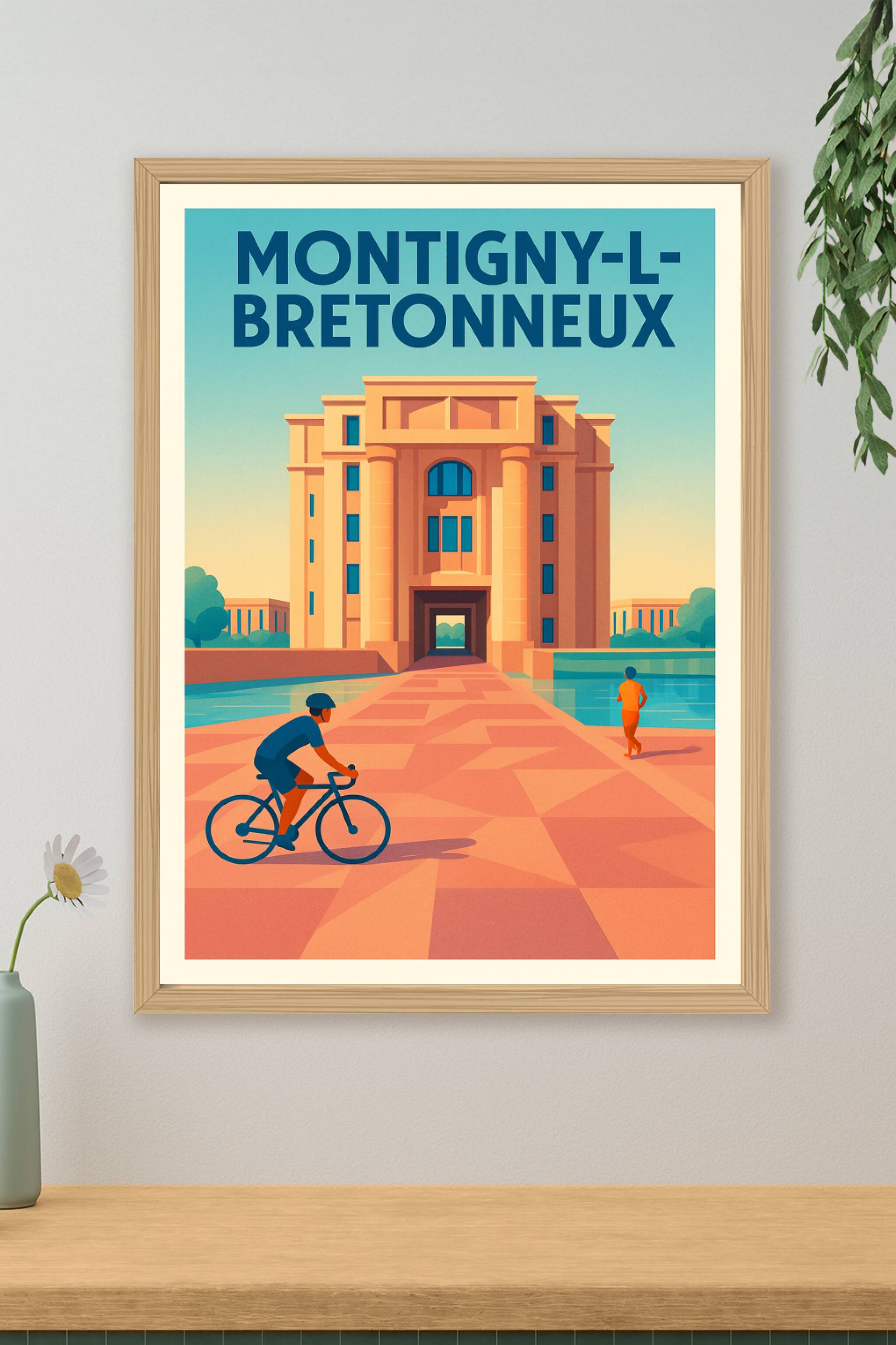 Affiche Montigny-l-Bretonneux — Un voyage moderne au cœur d'une architecture emblématique · poster d'art de Montigny-l-Bretonneux
