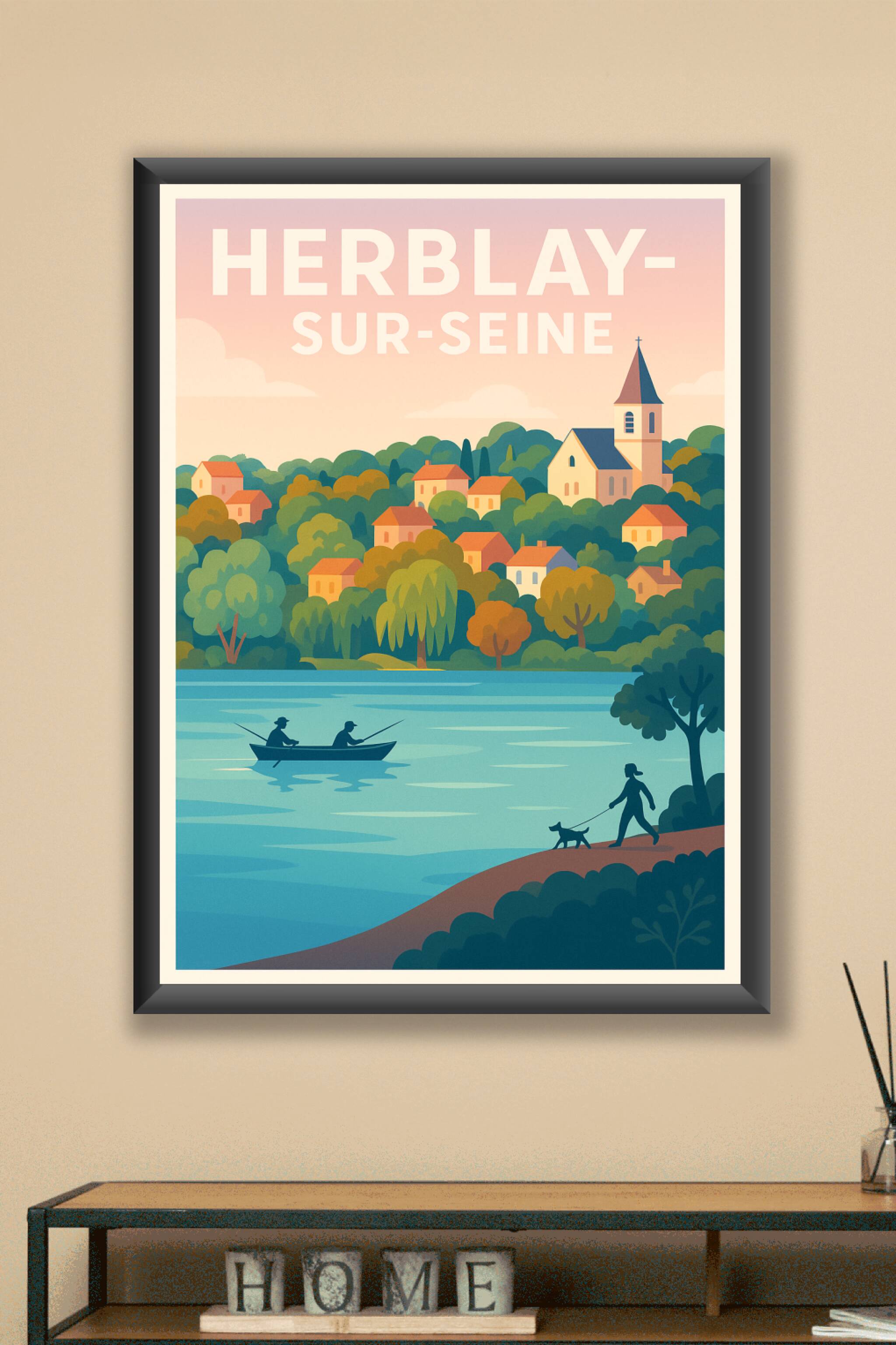 Affiche Herblay-sur-Seine — Évasion bucolique au fil de l'eau · poster d'art de Herblay-sur-Seine