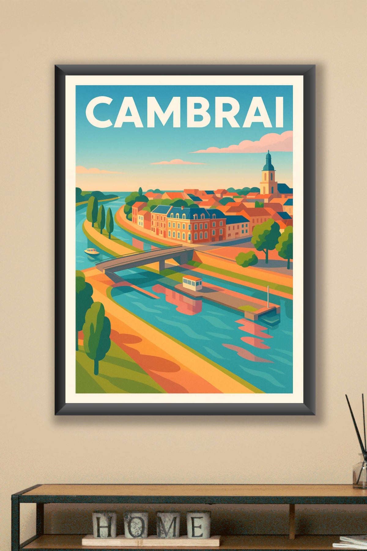 Affiche Cambrai — Charme et sérénité au fil de l'eau · poster d'art de Cambrai