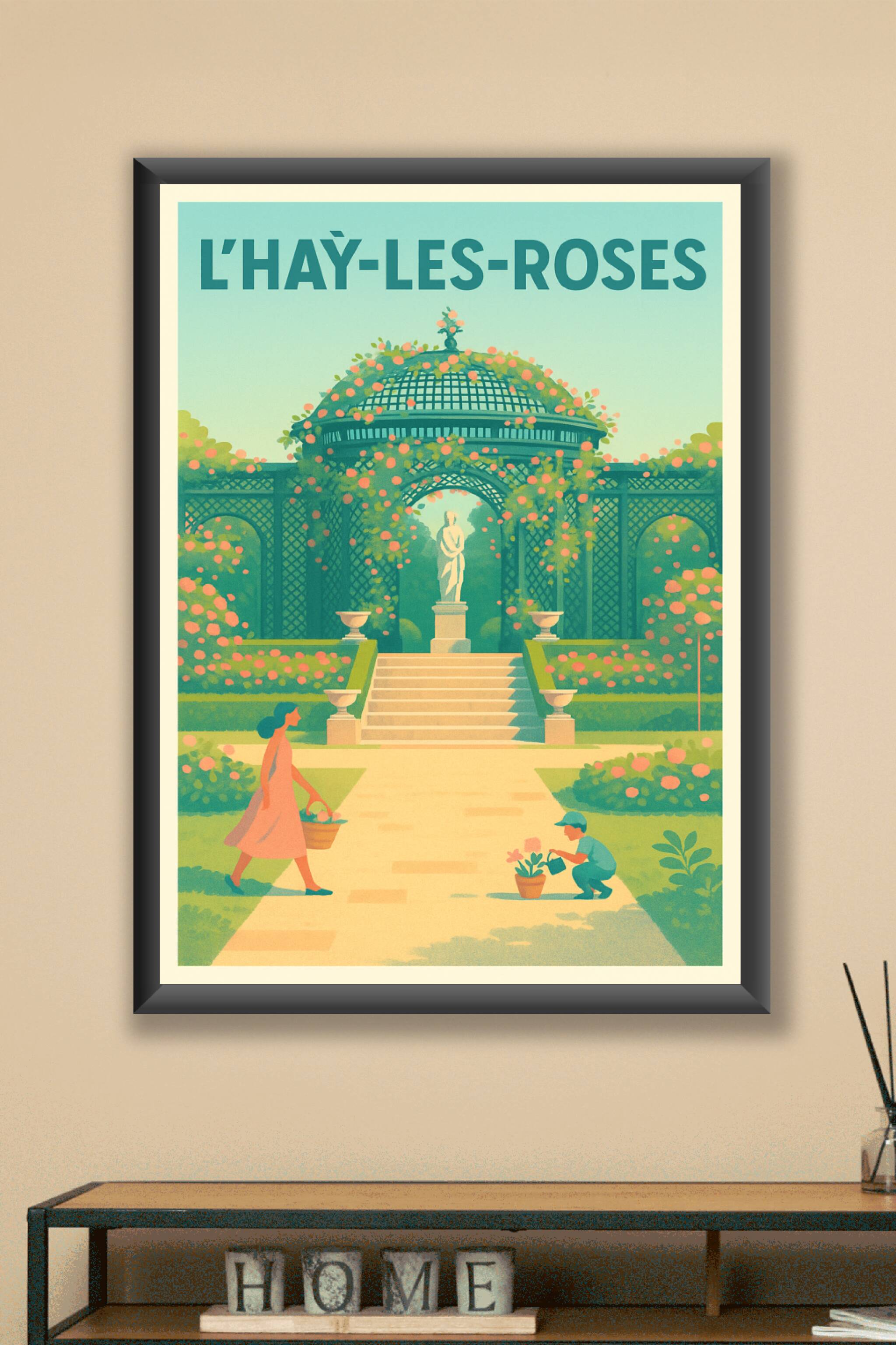 Affiche L'Haÿ-les-Roses — L'élégance florale au cœur du jardin · poster d'art de L'Haÿ-les-Roses