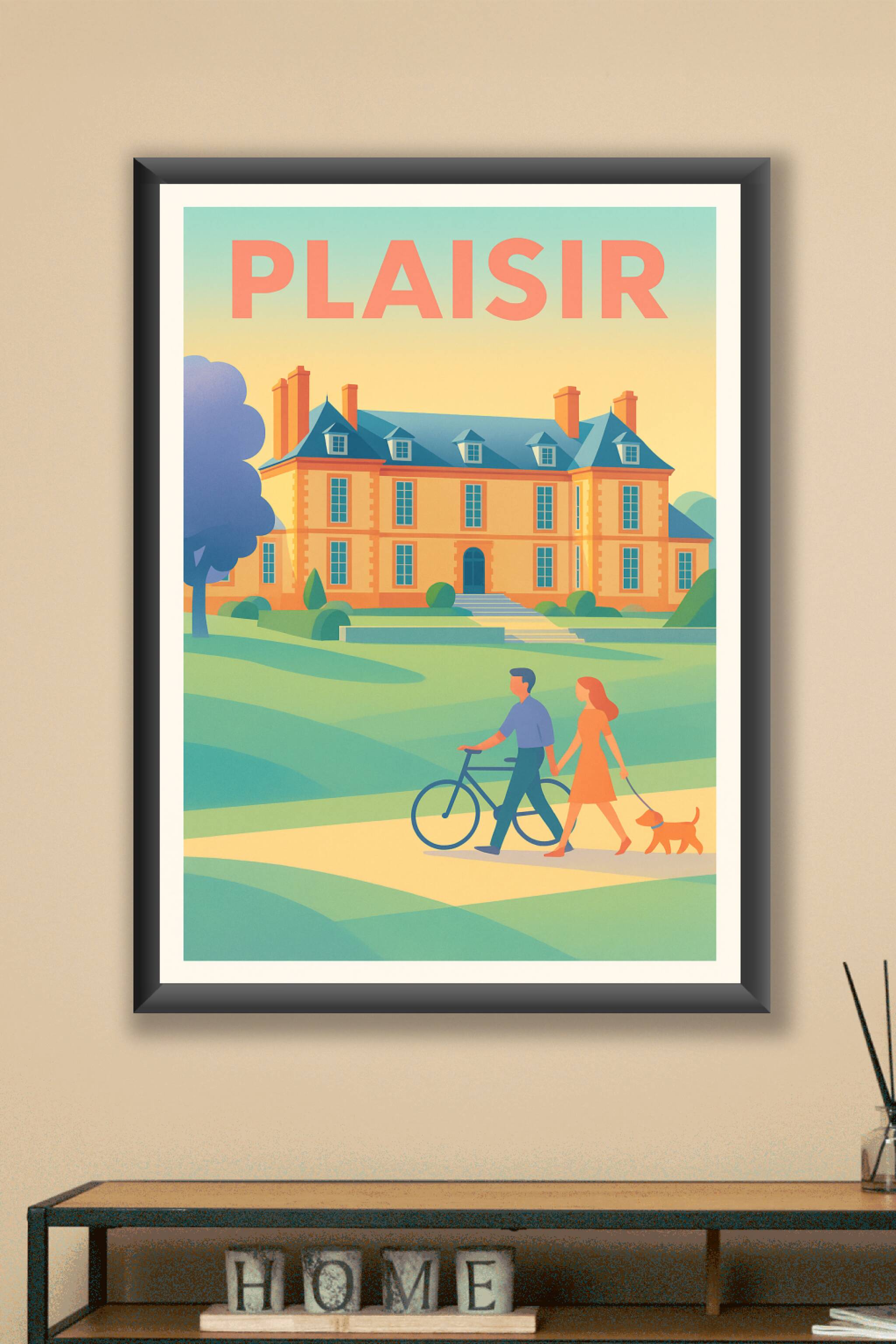 Affiche Plaisir — Évasion romantique en bord de parc · poster d'art de Plaisir