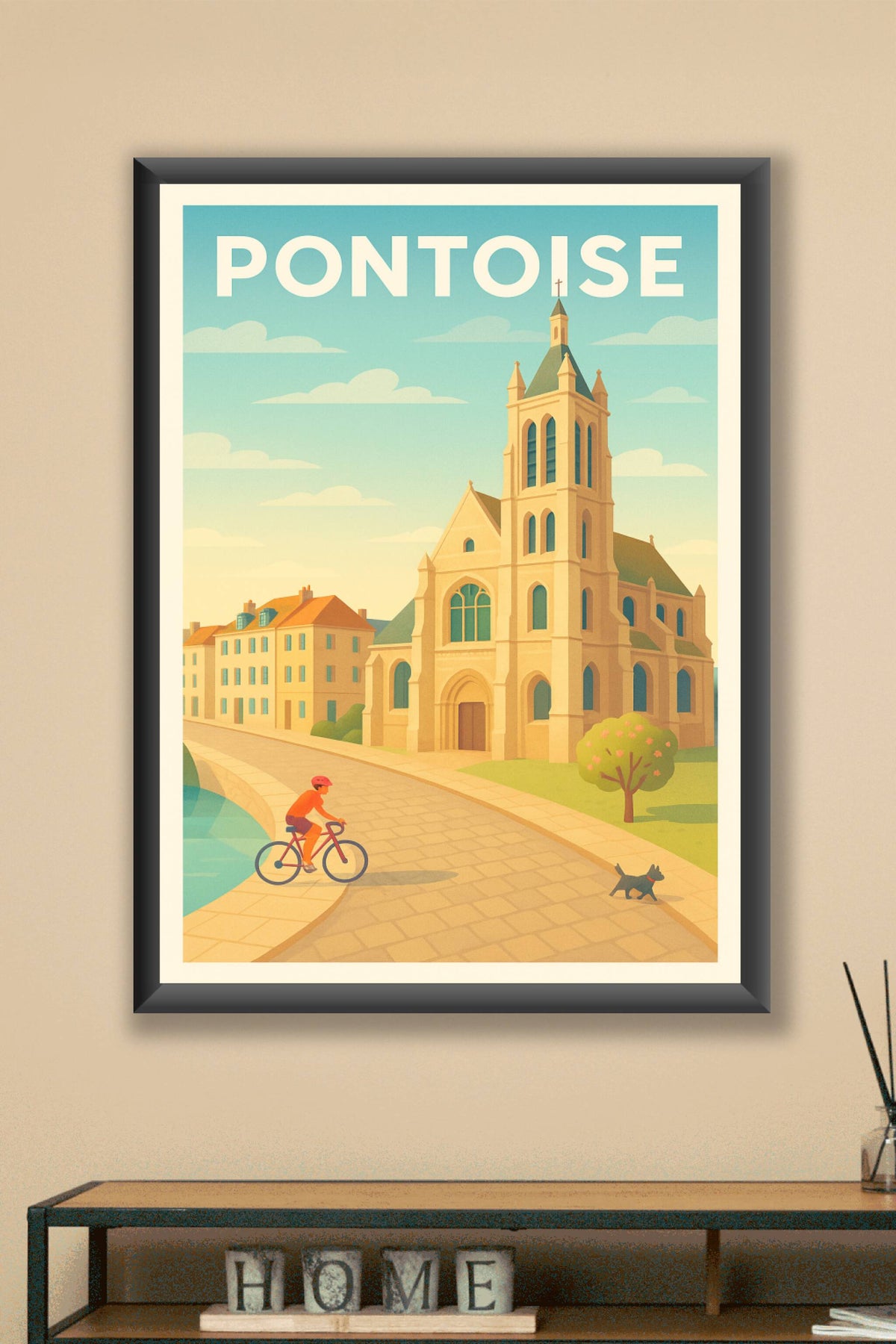 Affiche Pontoise — Charme intemporel au fil de l'eau · poster d'art de Pontoise