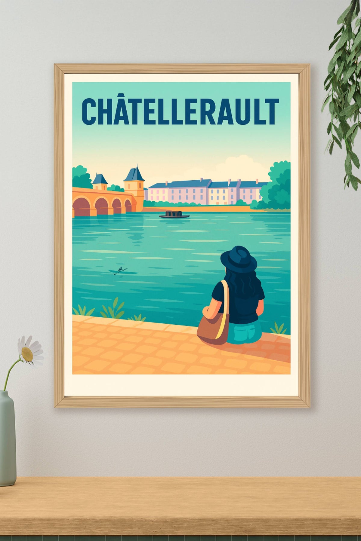 Affiche Châtellerault — Instant de quiétude au bord de la Vienne · poster d'art de Châtellerault