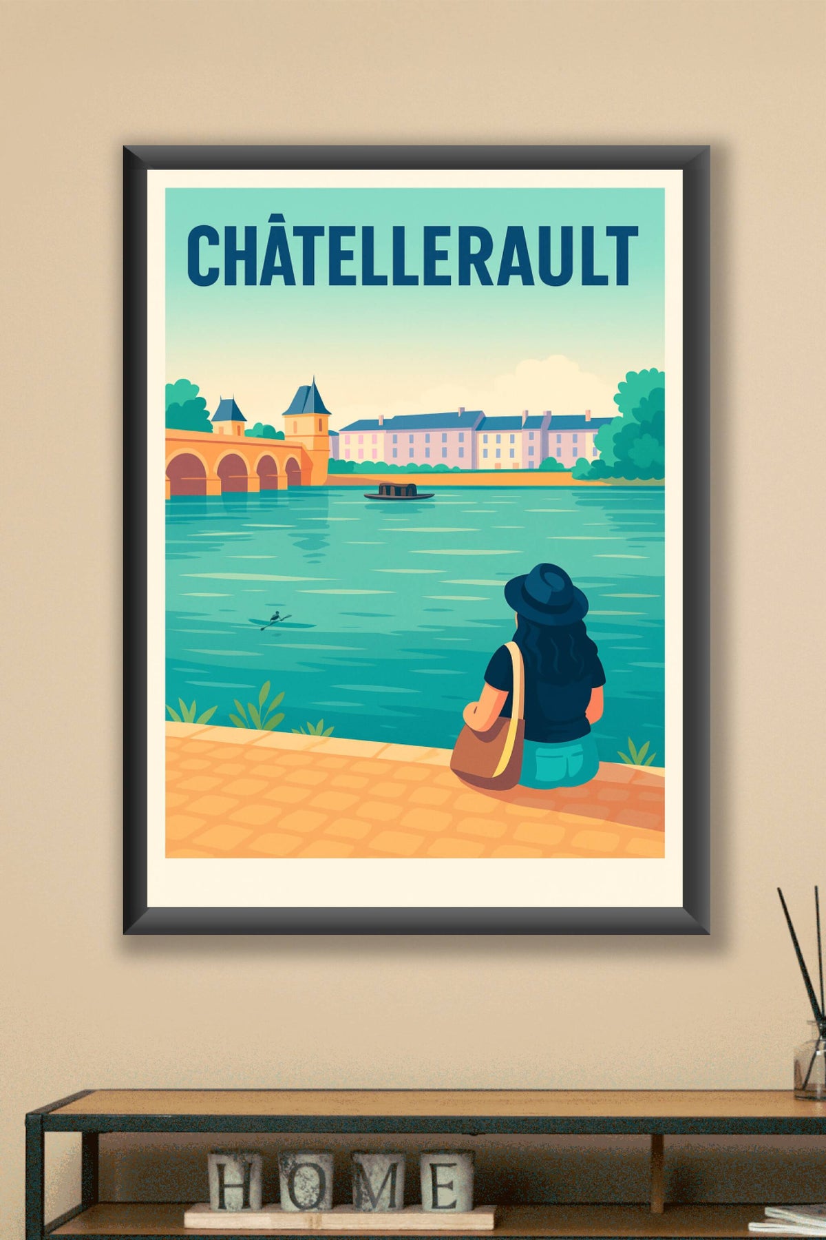 Affiche Châtellerault — Instant de quiétude au bord de la Vienne · poster d'art de Châtellerault