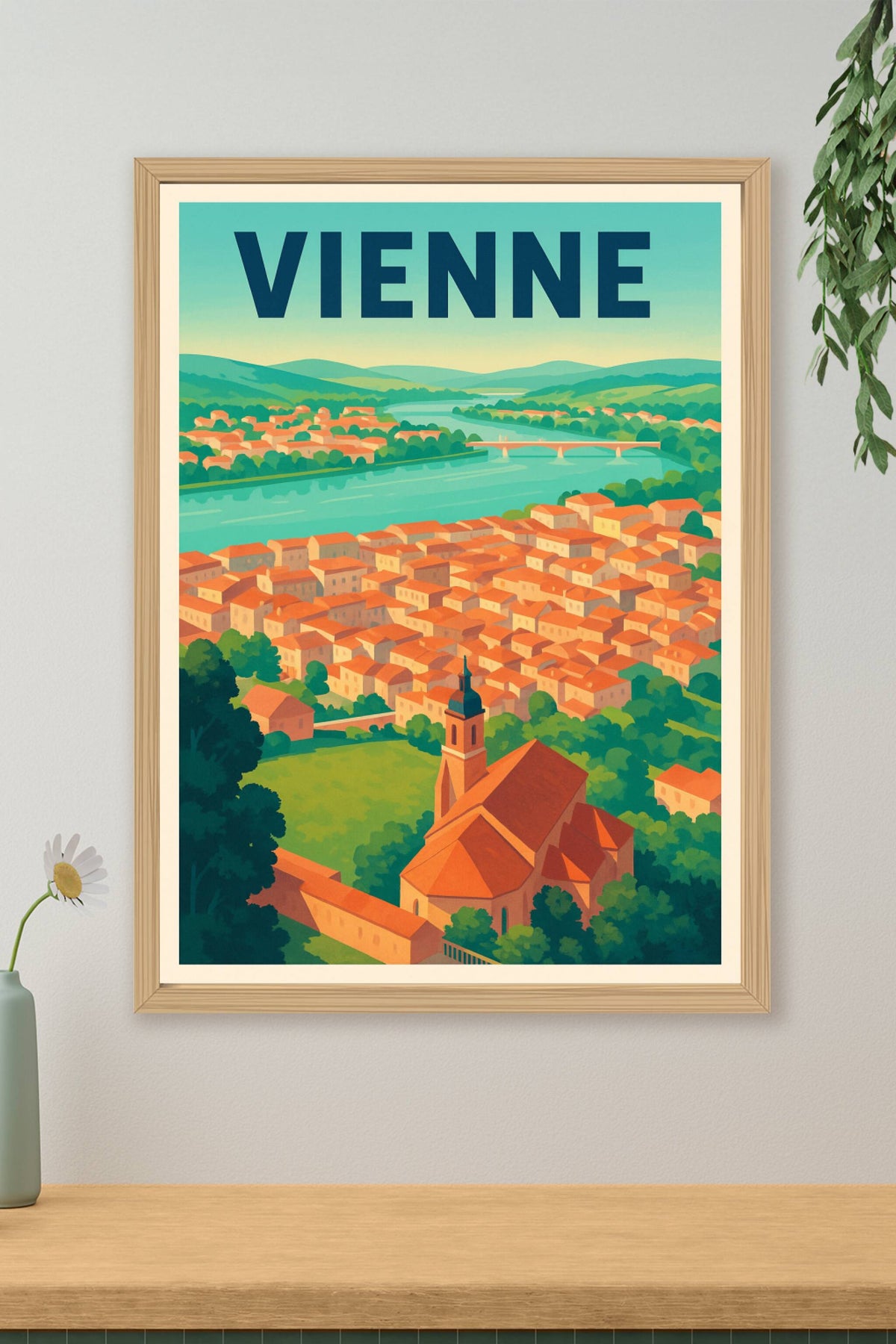 Affiche Vienne — Charme et sérénité au fil du Rhône · poster d'art de Vienne