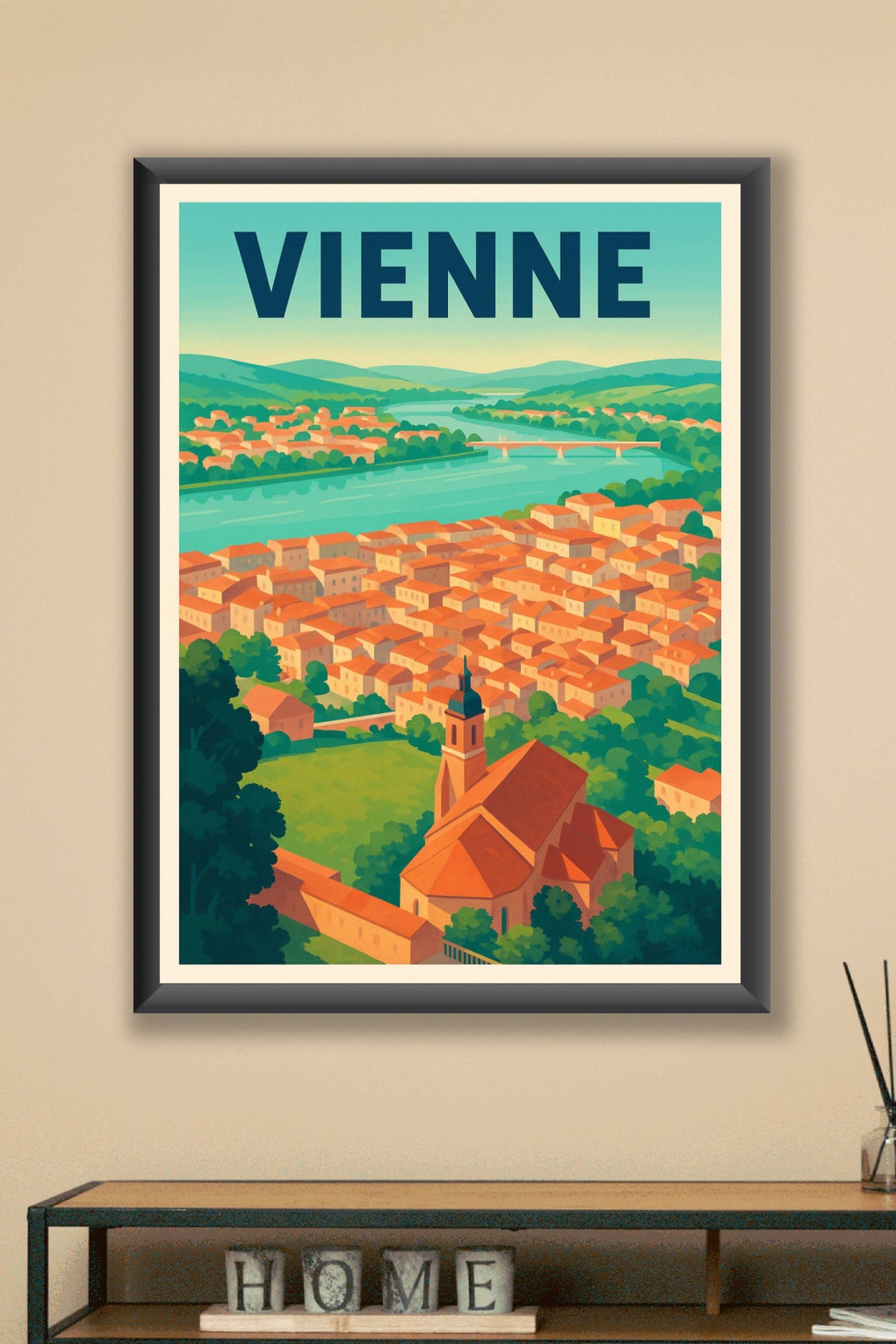 Affiche Vienne — Charme et sérénité au fil du Rhône · poster d'art de Vienne
