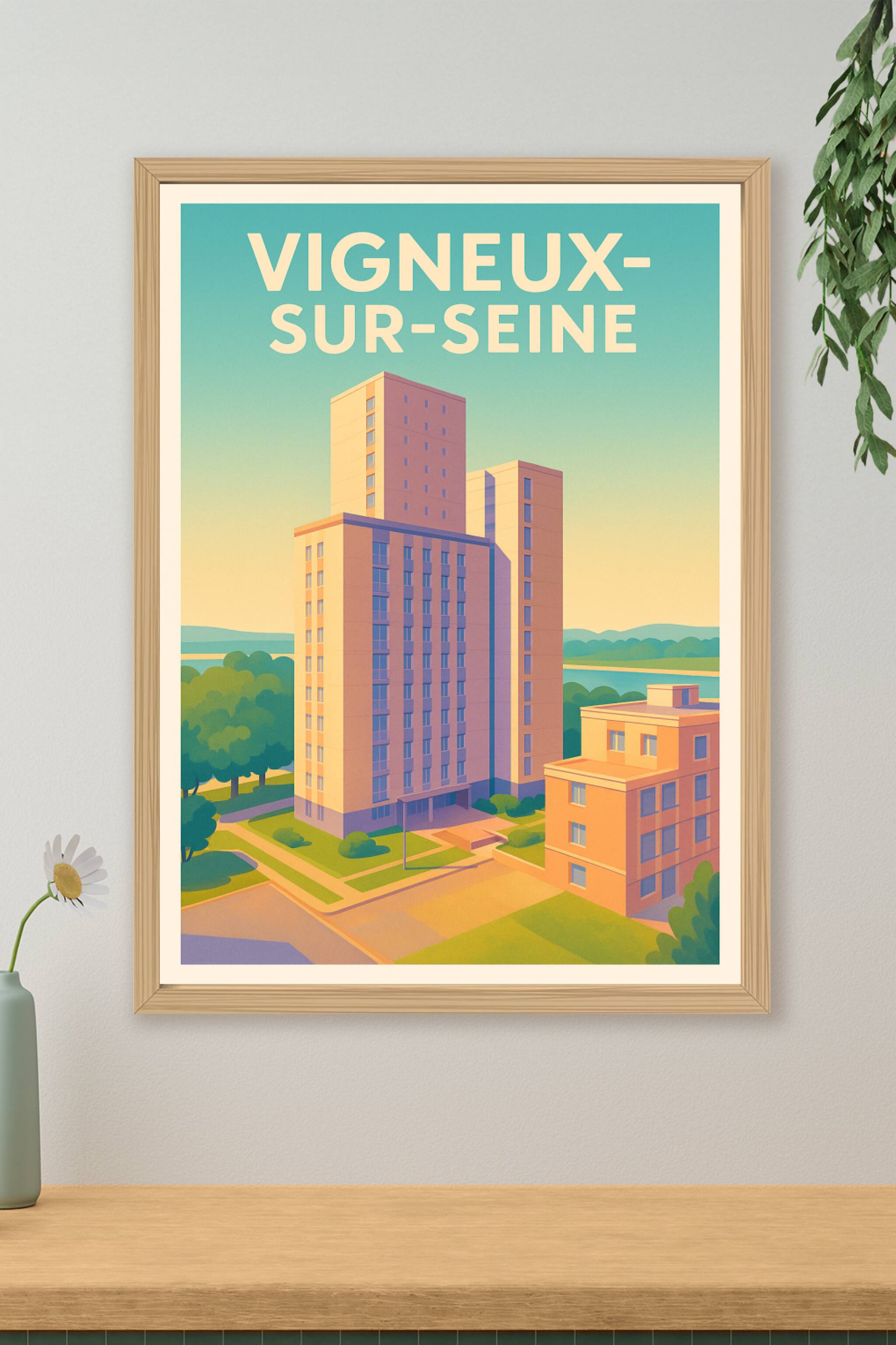 Affiche de Vigneux-sur-Seine - Douceur de vie urbaine au bord de la rivière