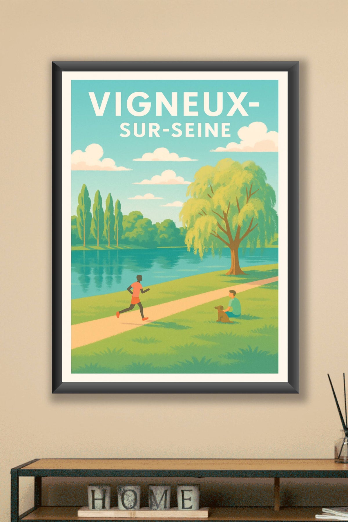 Affiche Vigneux-sur-Seine — Sérénité au fil de l'eau · poster d'art de Vigneux-sur-Seine
