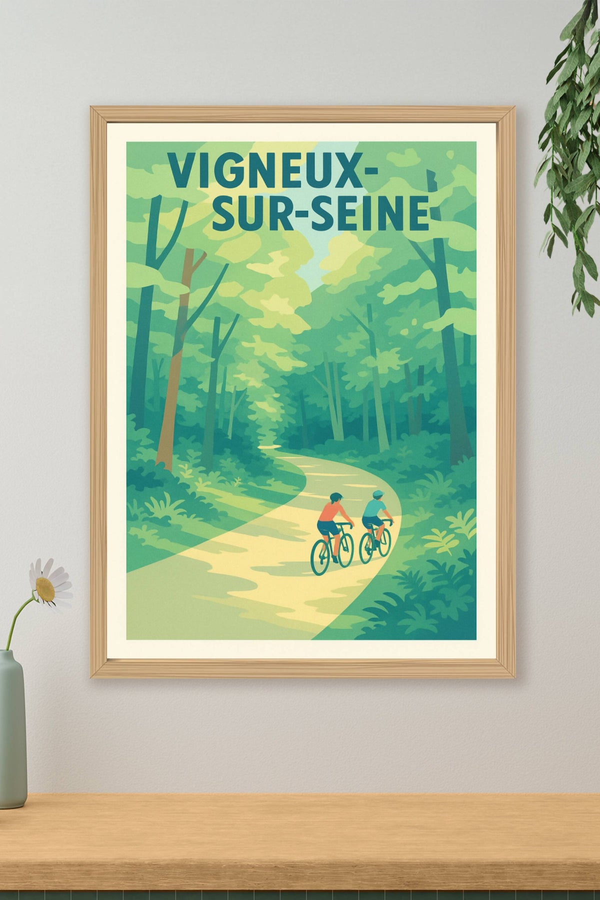 Affiche Vigneux-sur-Seine — Balade à vélo en pleine nature · poster d'art de Vigneux-sur-Seine