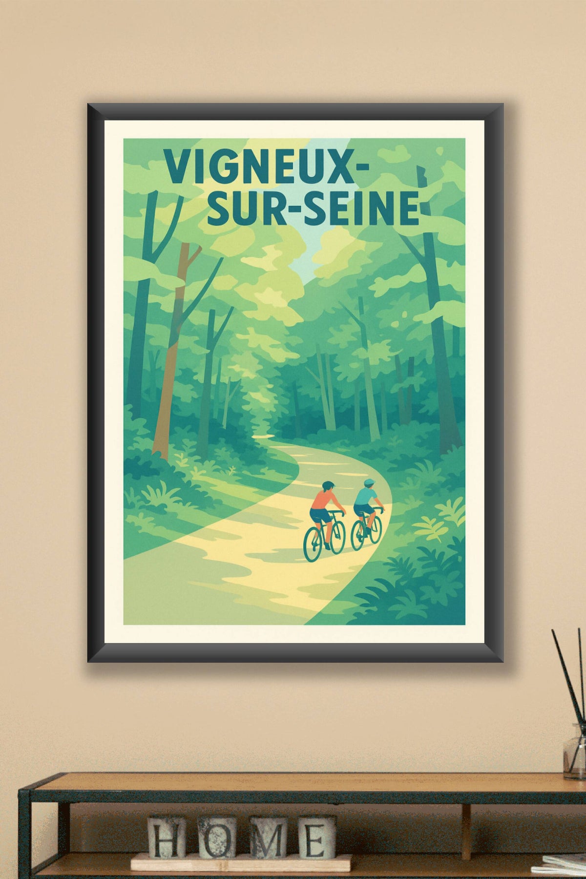 Affiche Vigneux-sur-Seine — Balade à vélo en pleine nature · poster d'art de Vigneux-sur-Seine