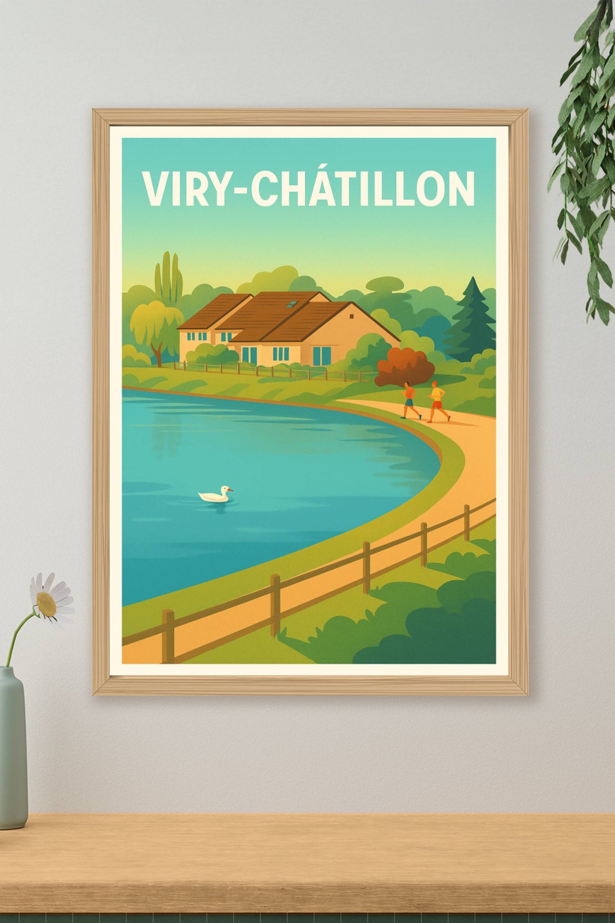 Affiche Viry-Châtillon — Havre de paix au bord de l'eau · poster d'art de Viry-Châtillon