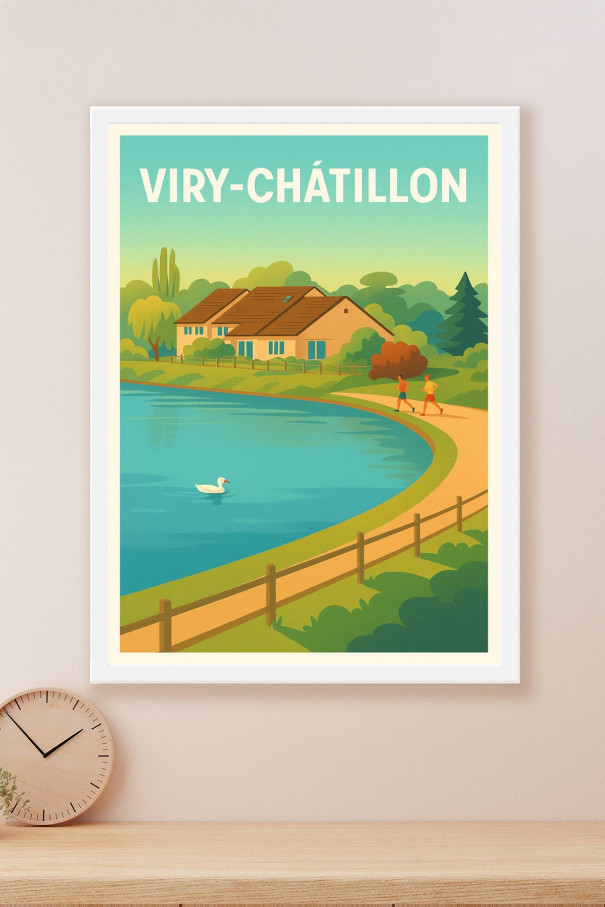Affiche Viry-Châtillon — Havre de paix au bord de l'eau · poster d'art de Viry-Châtillon