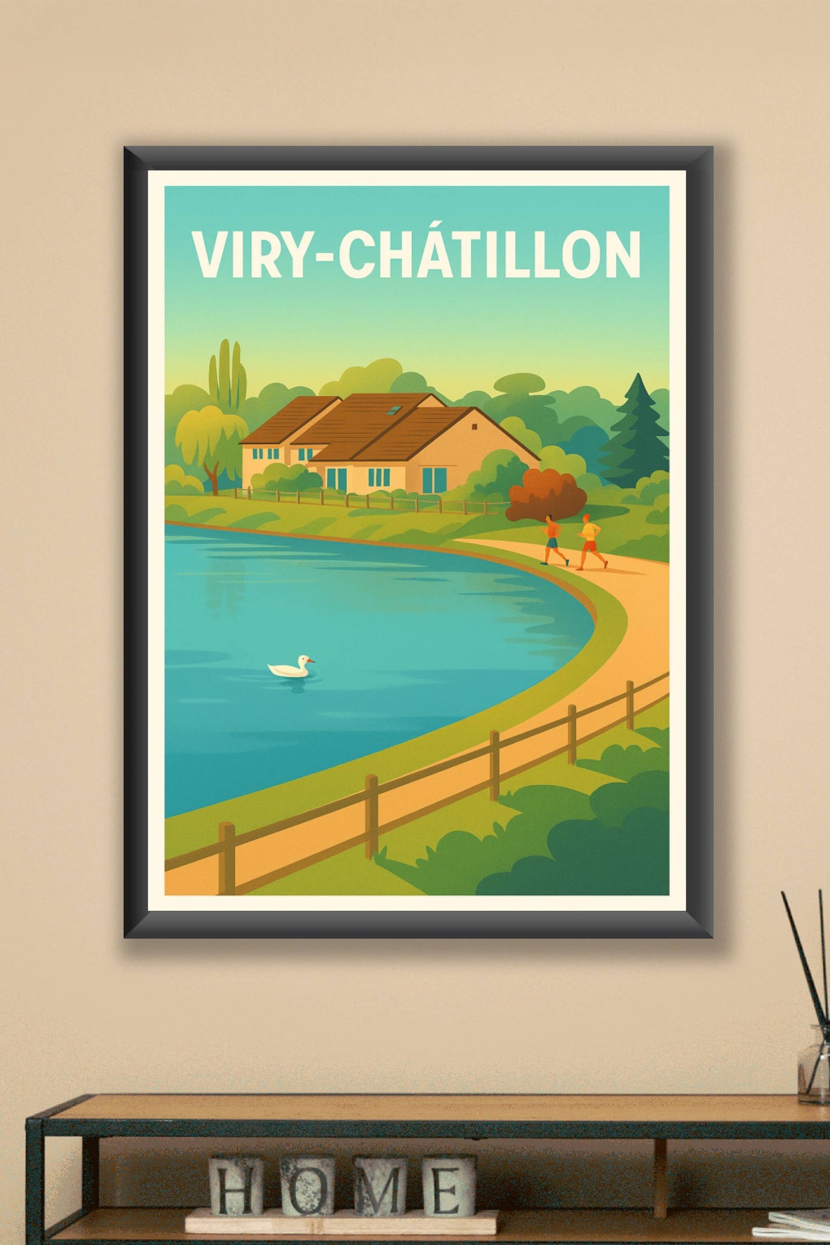 Affiche Viry-Châtillon — Havre de paix au bord de l'eau · poster d'art de Viry-Châtillon
