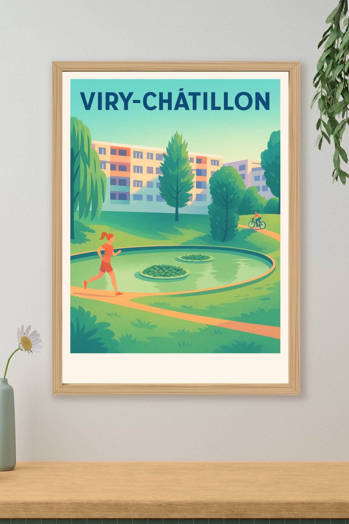 Affiche Viry-Châtillon — L'esprit vert et actif · poster d'art de Viry-Châtillon