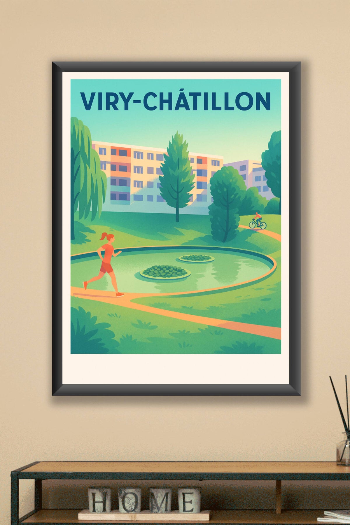 Affiche Viry-Châtillon — L'esprit vert et actif · poster d'art de Viry-Châtillon