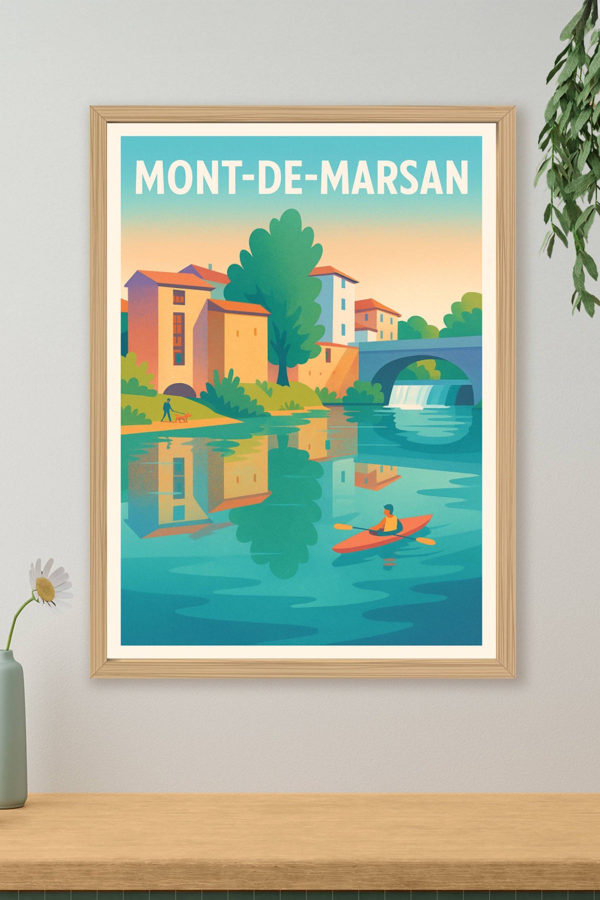Affiche Mont-de-Marsan — Sérénité au fil de l'eau · poster d'art de Mont-de-Marsan