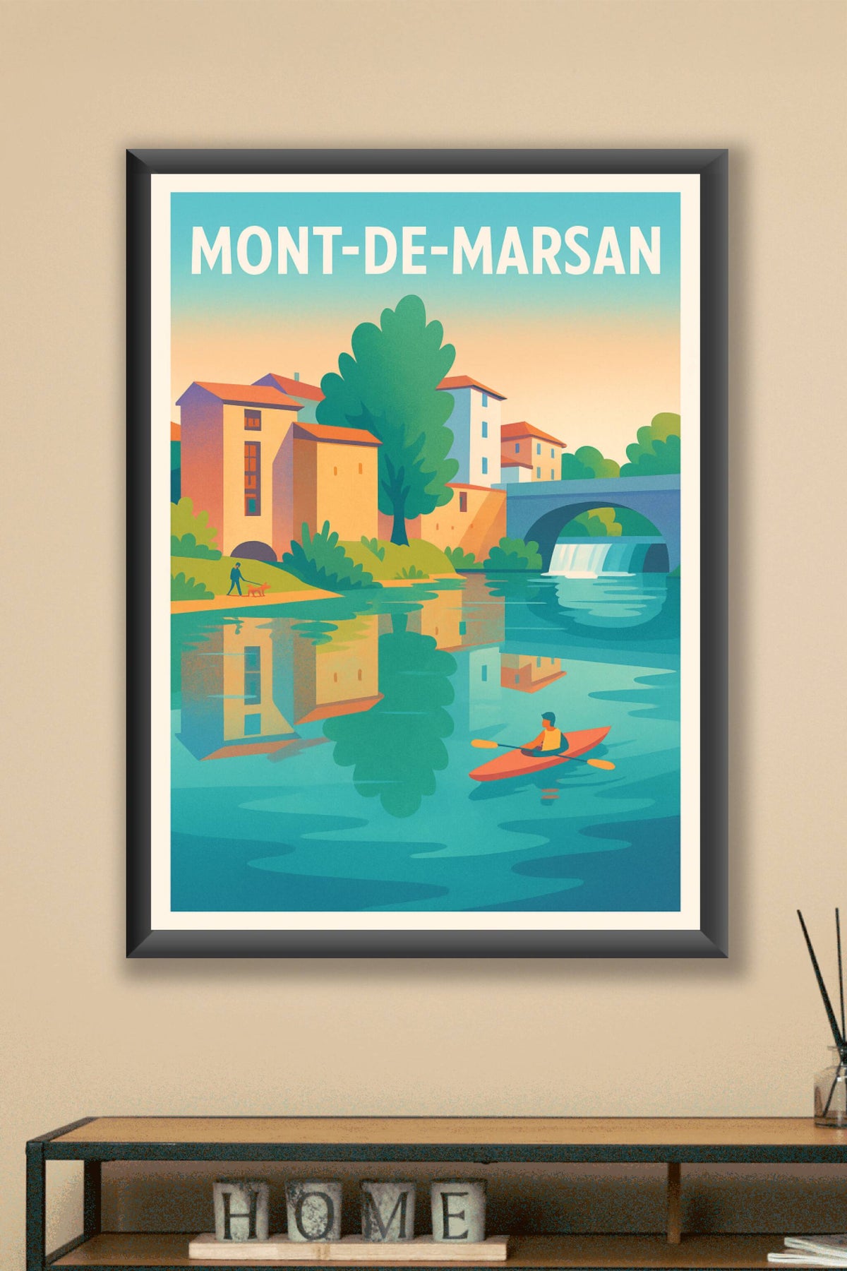 Affiche Mont-de-Marsan — Sérénité au fil de l'eau · poster d'art de Mont-de-Marsan