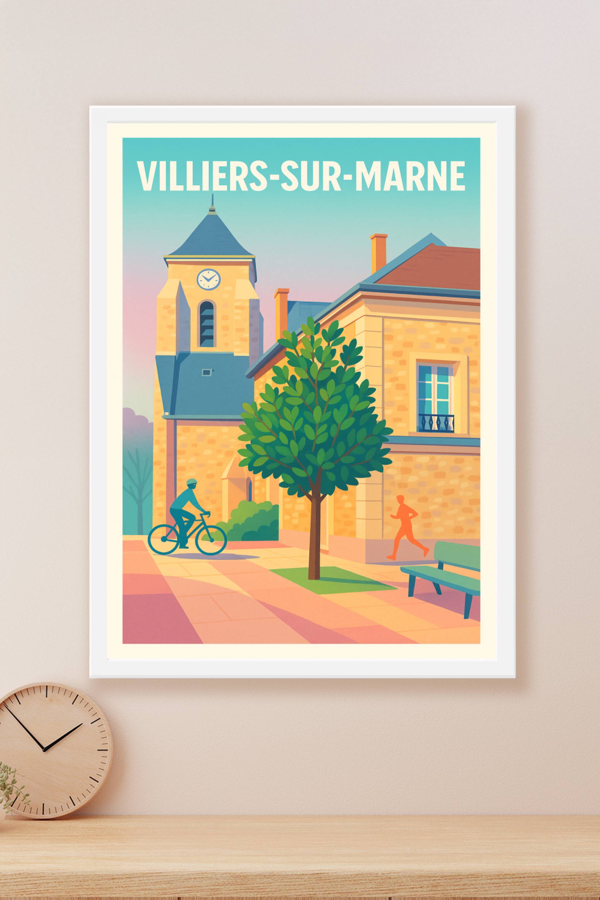 Affiche Villiers-sur-Marne — L'élégance d'une promenade paisible · poster d'art de Villiers-sur-Marne
