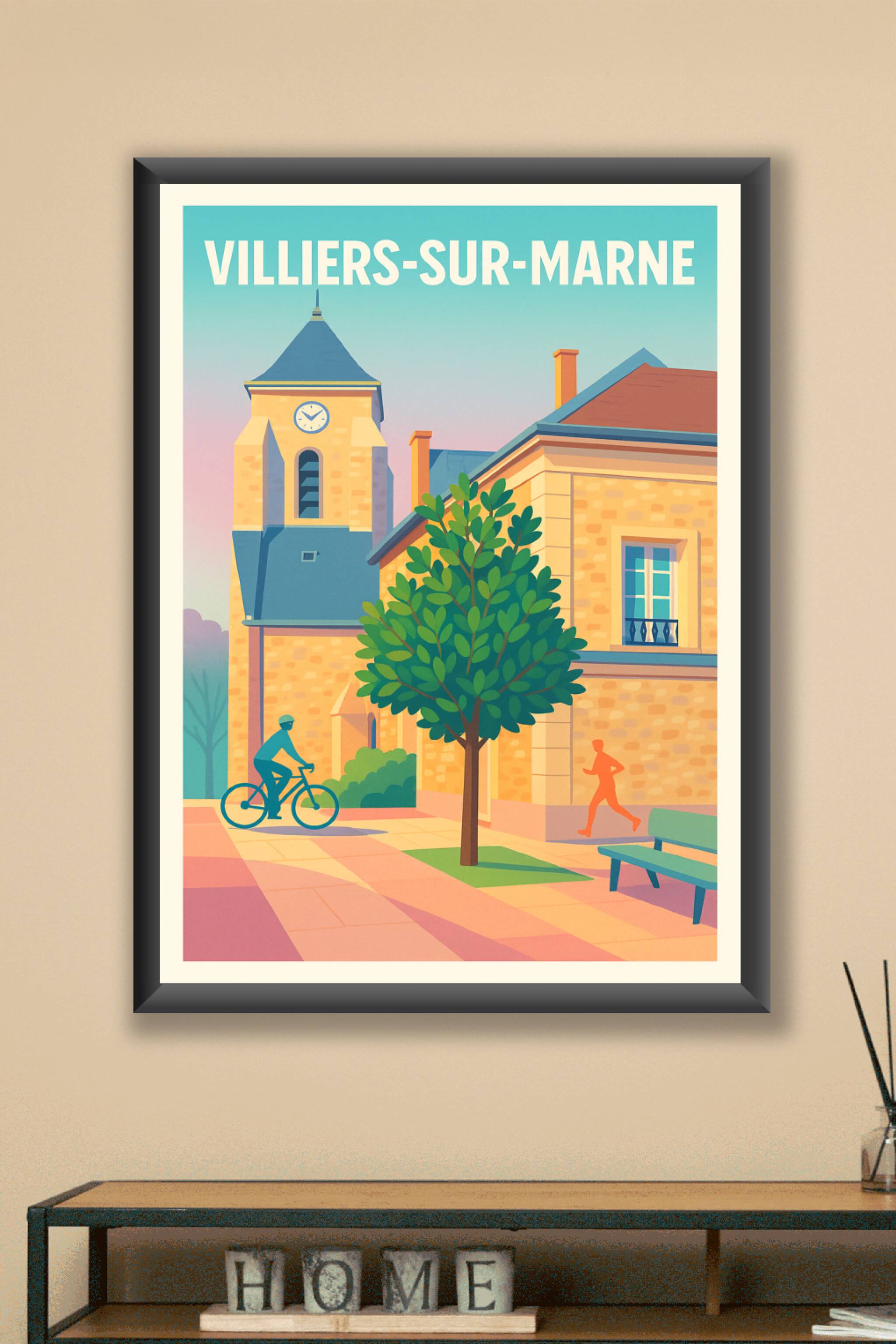 Affiche Villiers-sur-Marne — L'élégance d'une promenade paisible · poster d'art de Villiers-sur-Marne