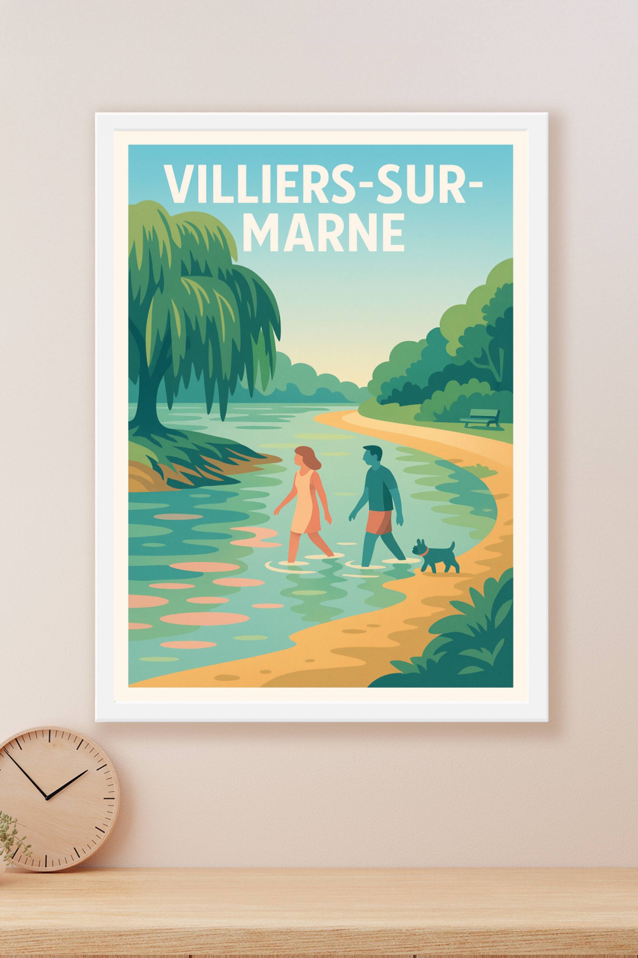 Affiche Villiers-sur-Marne — Une pause nature au bord de l'eau · poster d'art de Villiers-sur-Marne